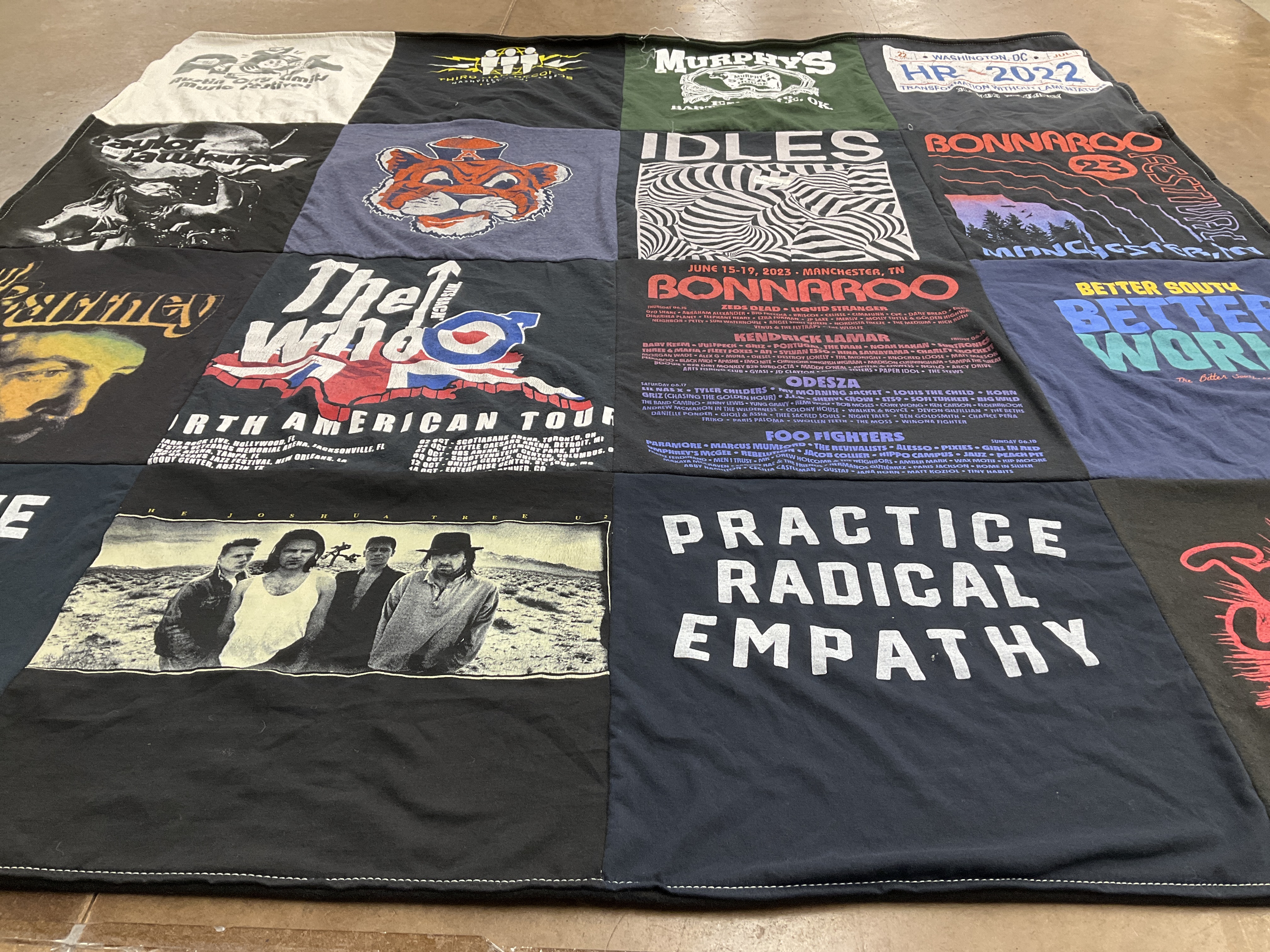 T-shirt quilt with music, festivals themes by Tanisha from VA
