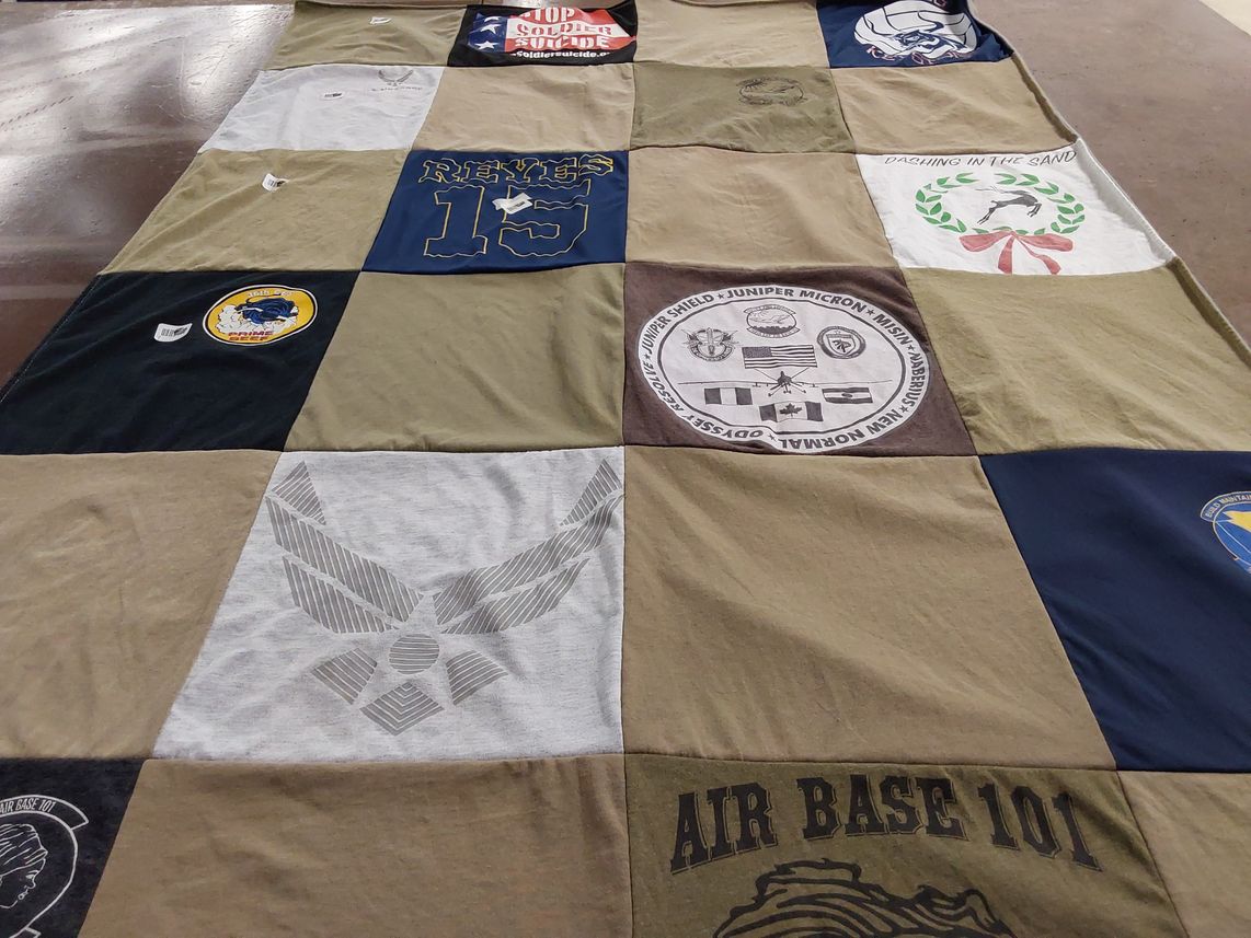 T-shirt quilt with military, service themes by lesa from NC