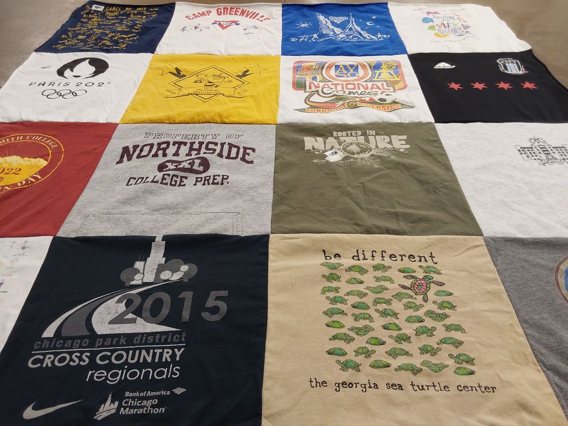 T-shirt quilt featuring chicago park district cross country team by Lisa from NC