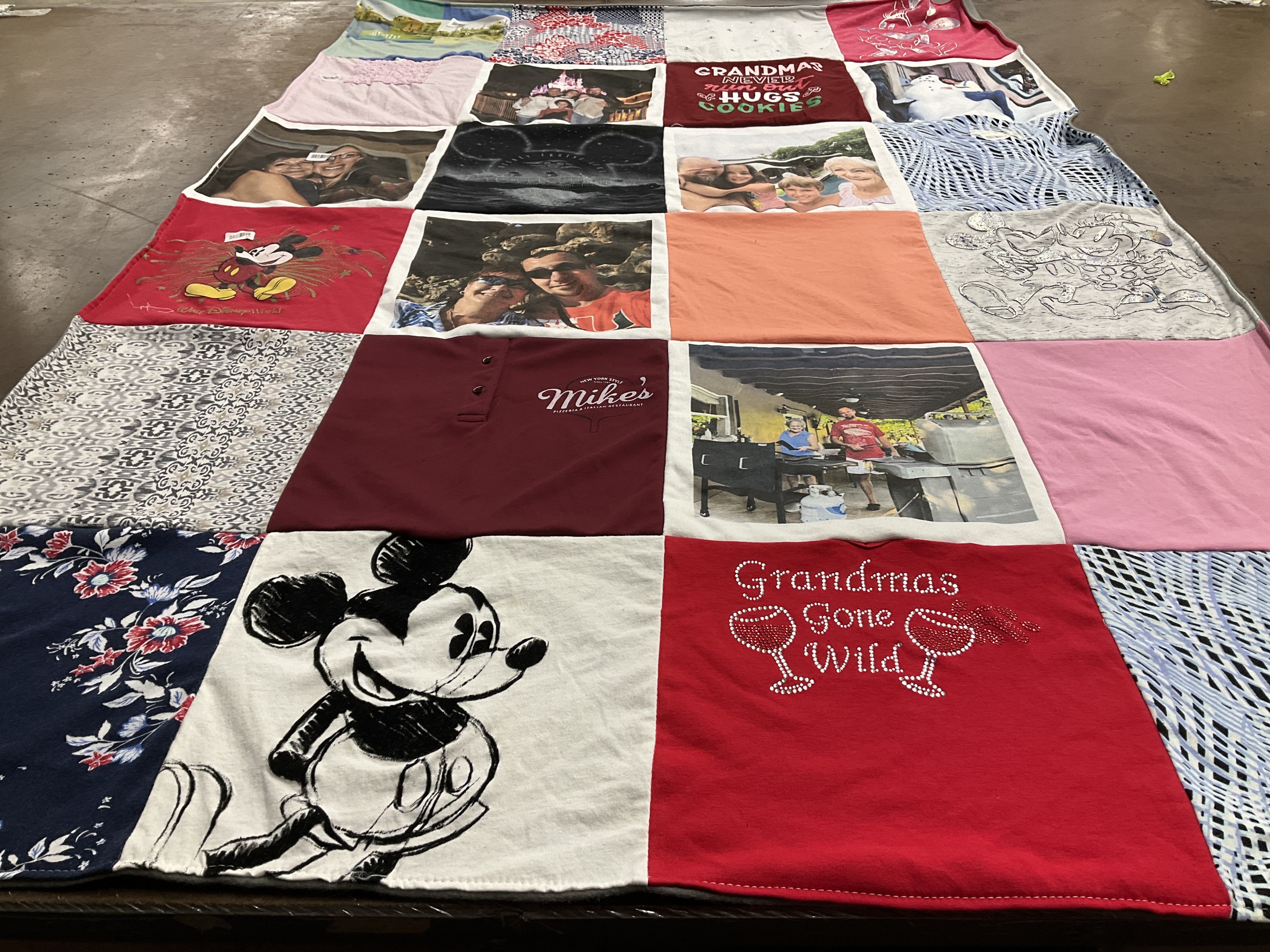 T-shirt quilt with family, travel themes by Angela from FL