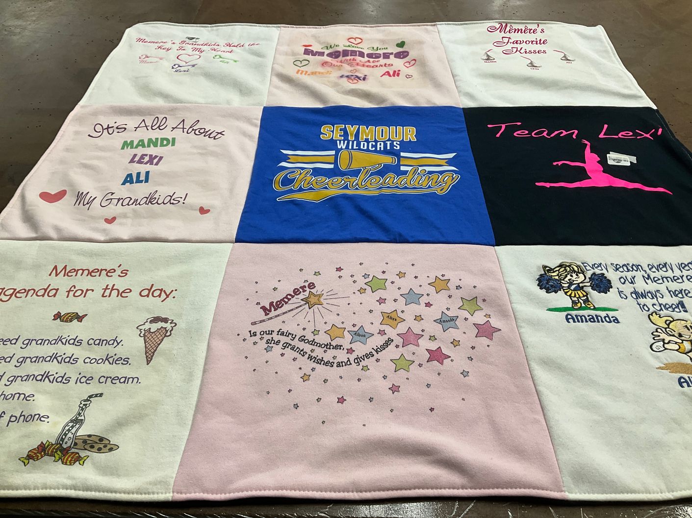 T-shirt quilt featuring cheerleading by Michelle from CT