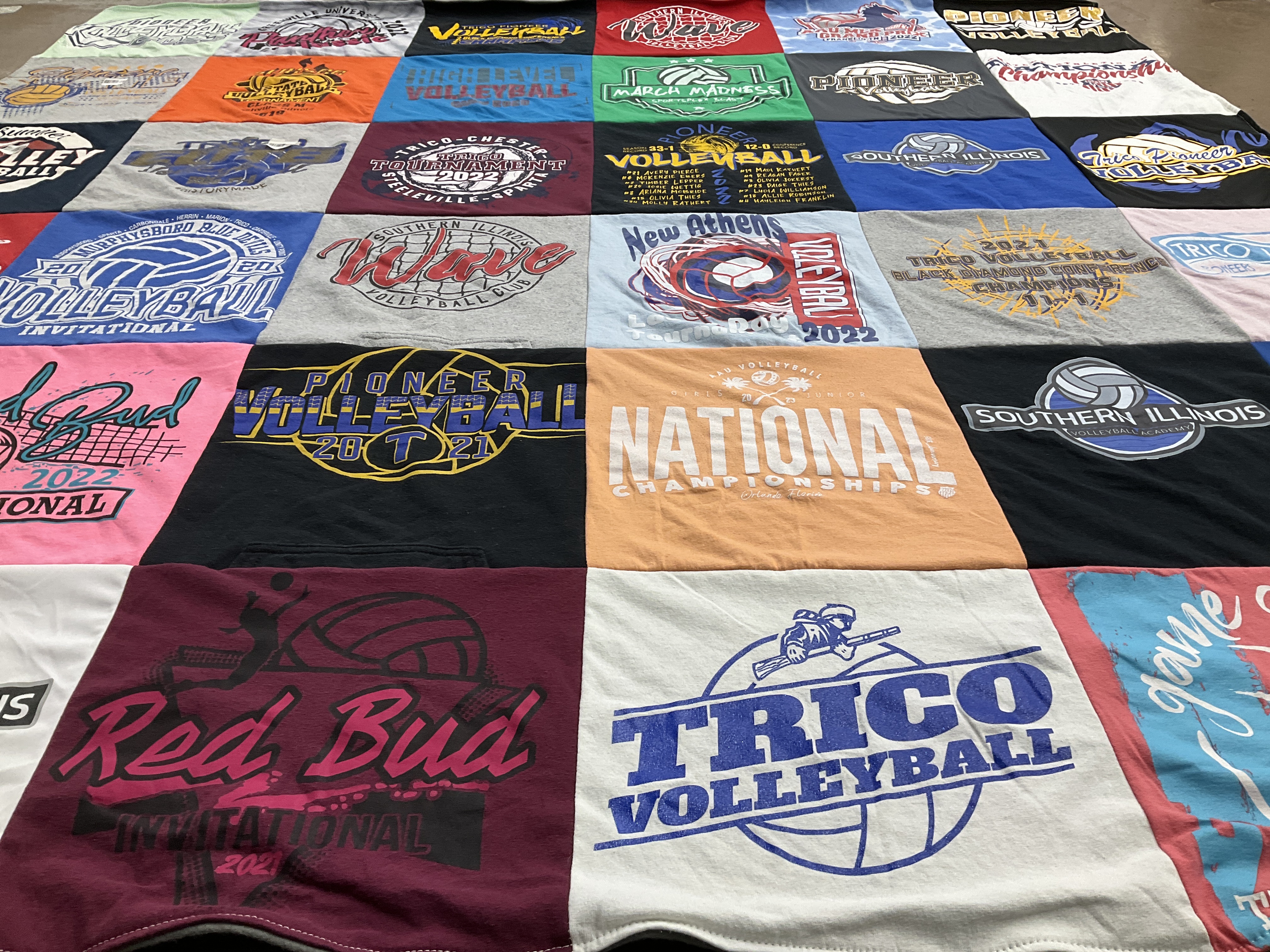 T-shirt quilt featuring southern illinois volleyball team, trico volleyball team by Kristi from IL