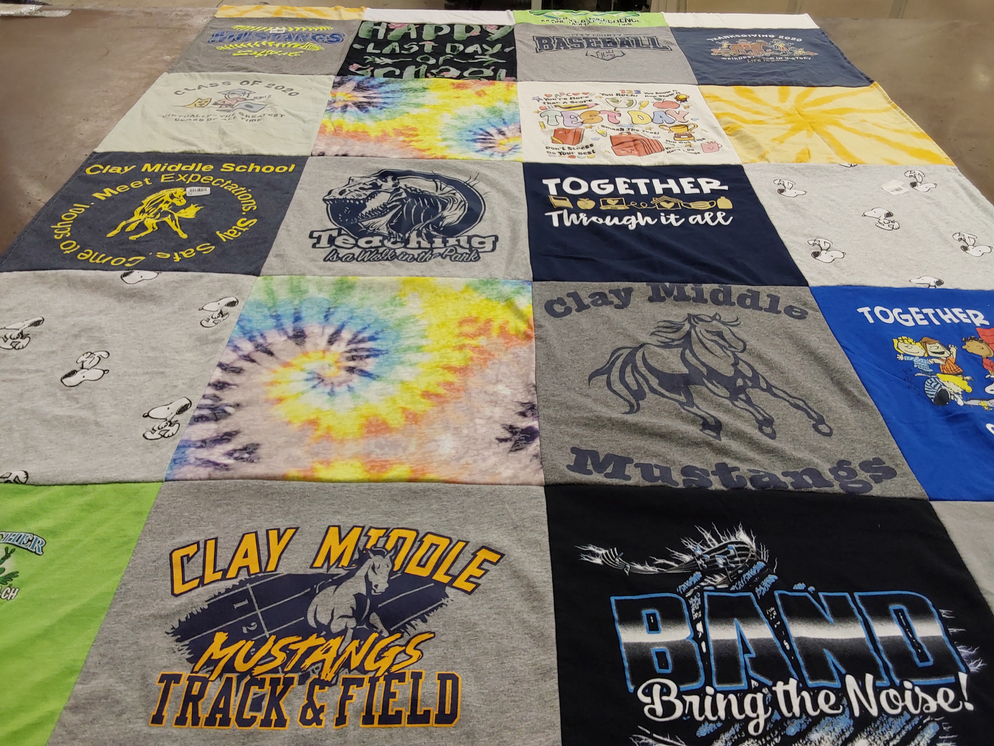 T-shirt quilt featuring clay middle mustangs by Catherine from WV