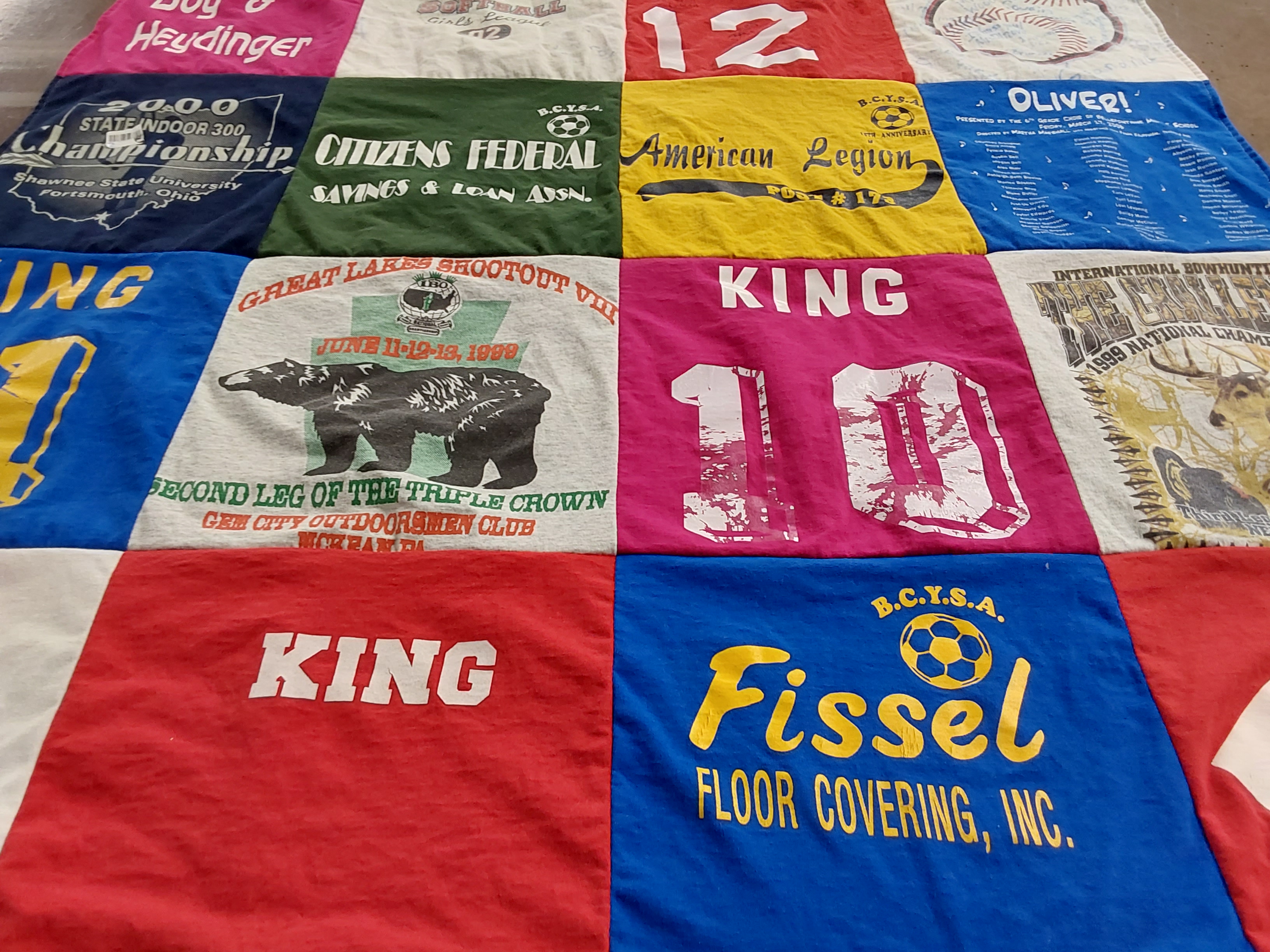 T-shirt quilt featuring b.c.y.s.a by Lori from OH