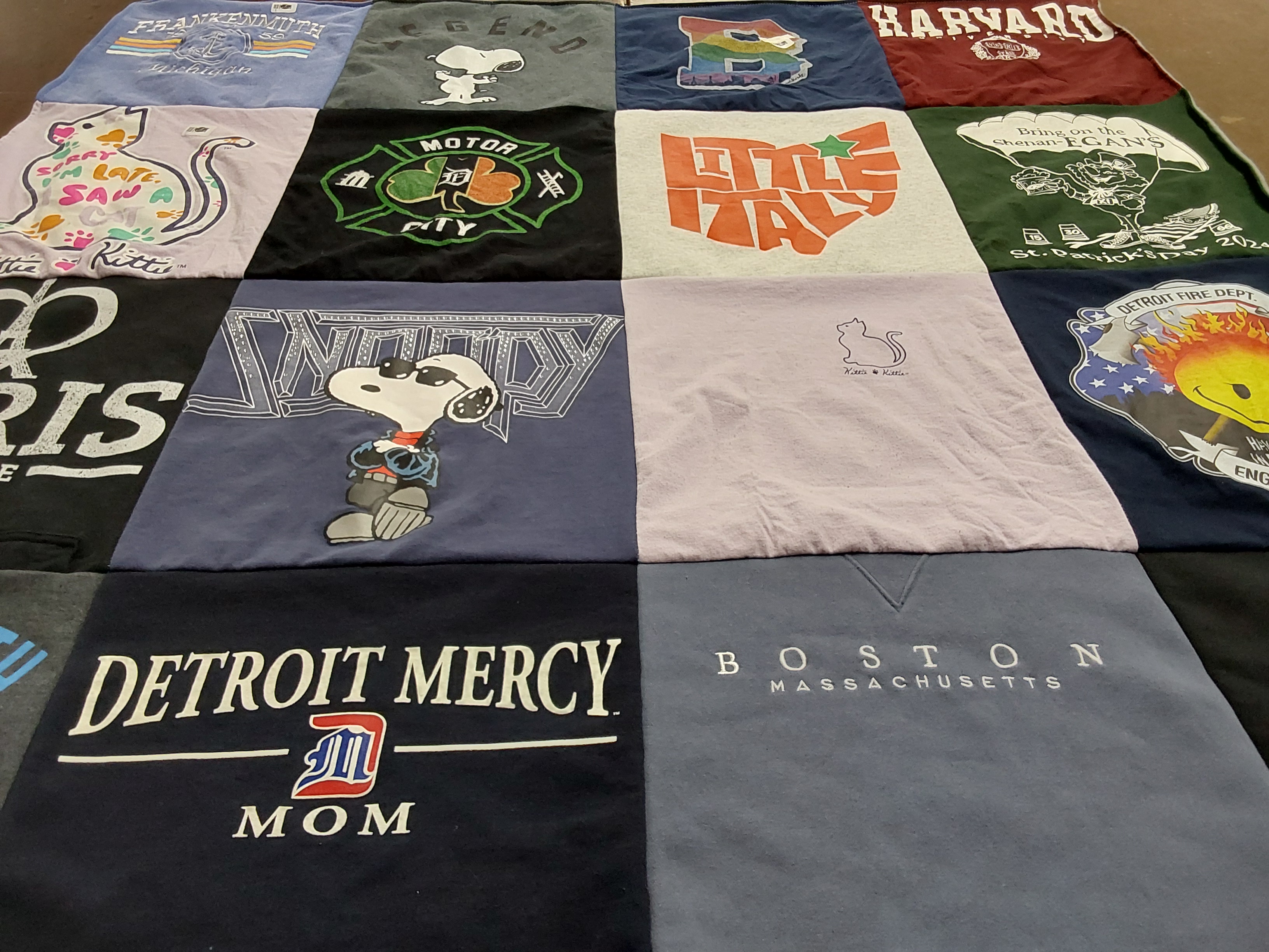 T-shirt quilt from detroit mercy university, harvard university by melissa from MI