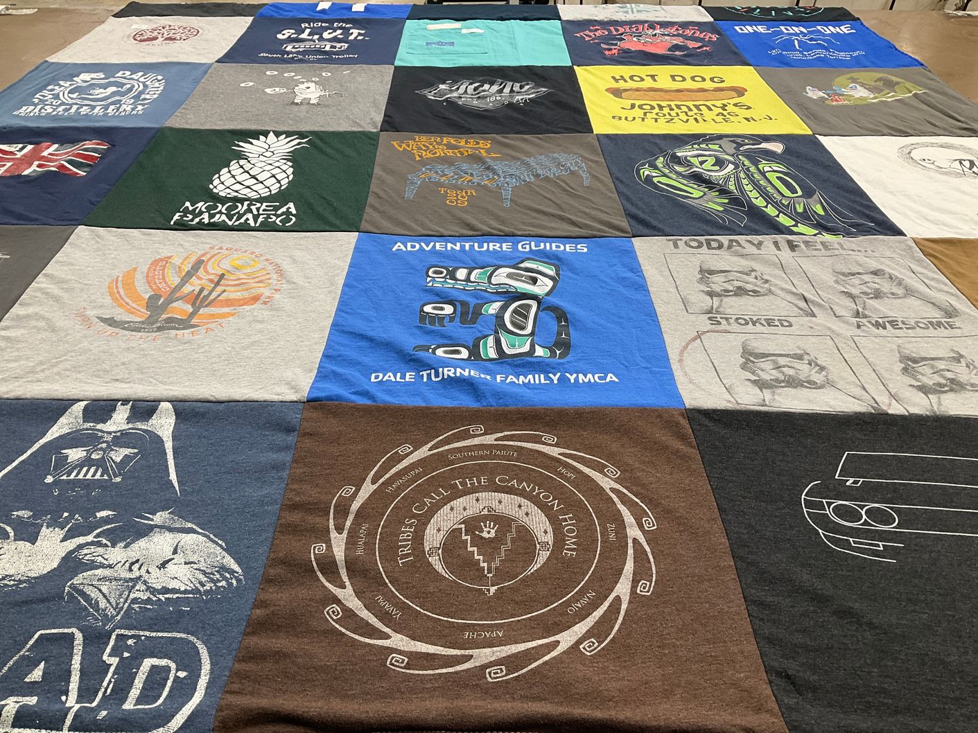 T-shirt quilt with outdoor activities, family activities themes by john from WA