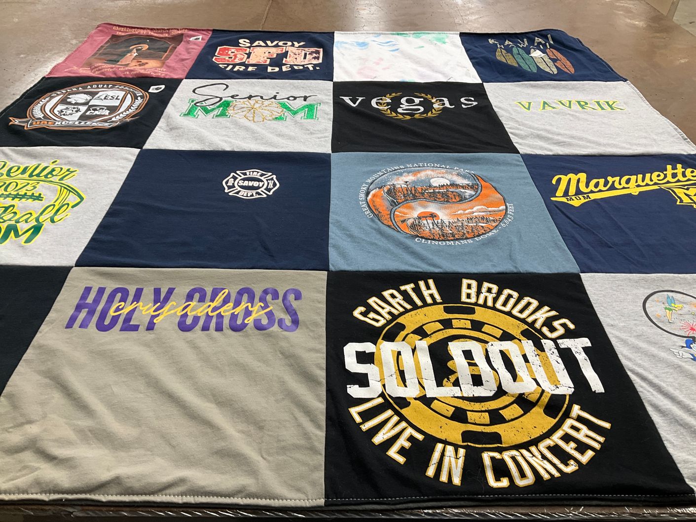 T-shirt quilt featuring holy cross crusaders by Elizabeth from IL