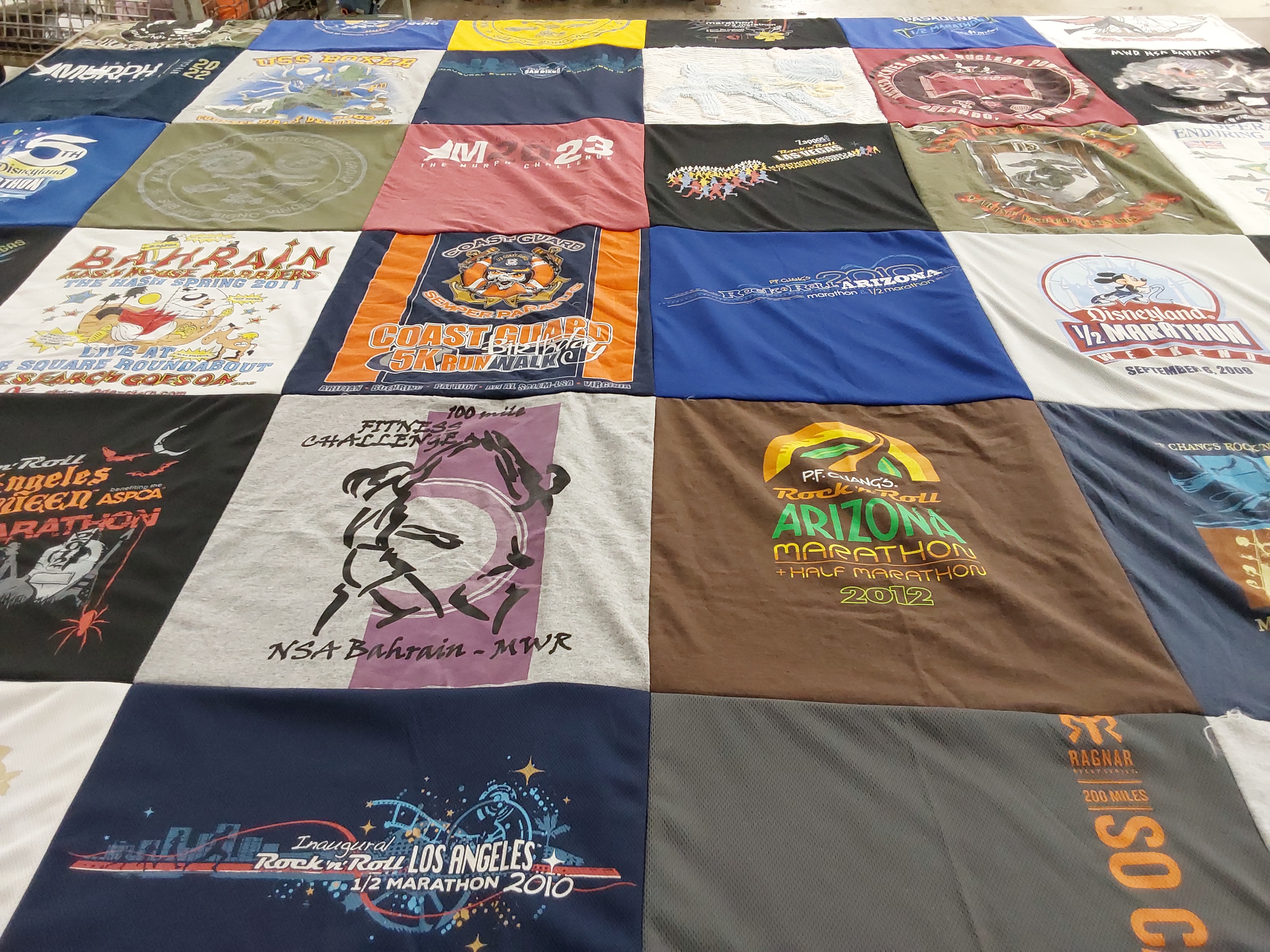 T-shirt quilt with running, marathons themes by Kevin from CA