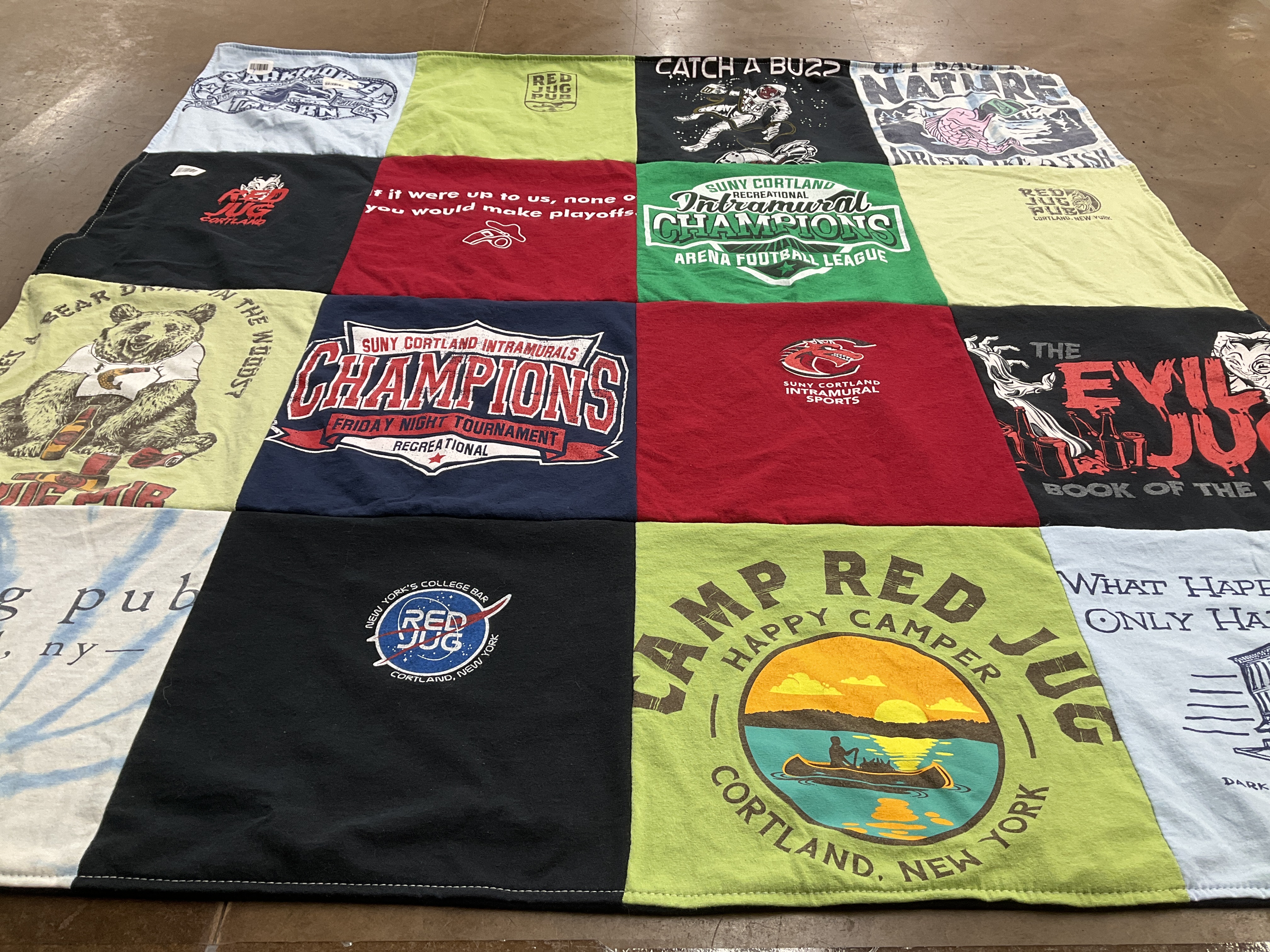 T-shirt quilt featuring suny cortland intramurals by Tracy from NY