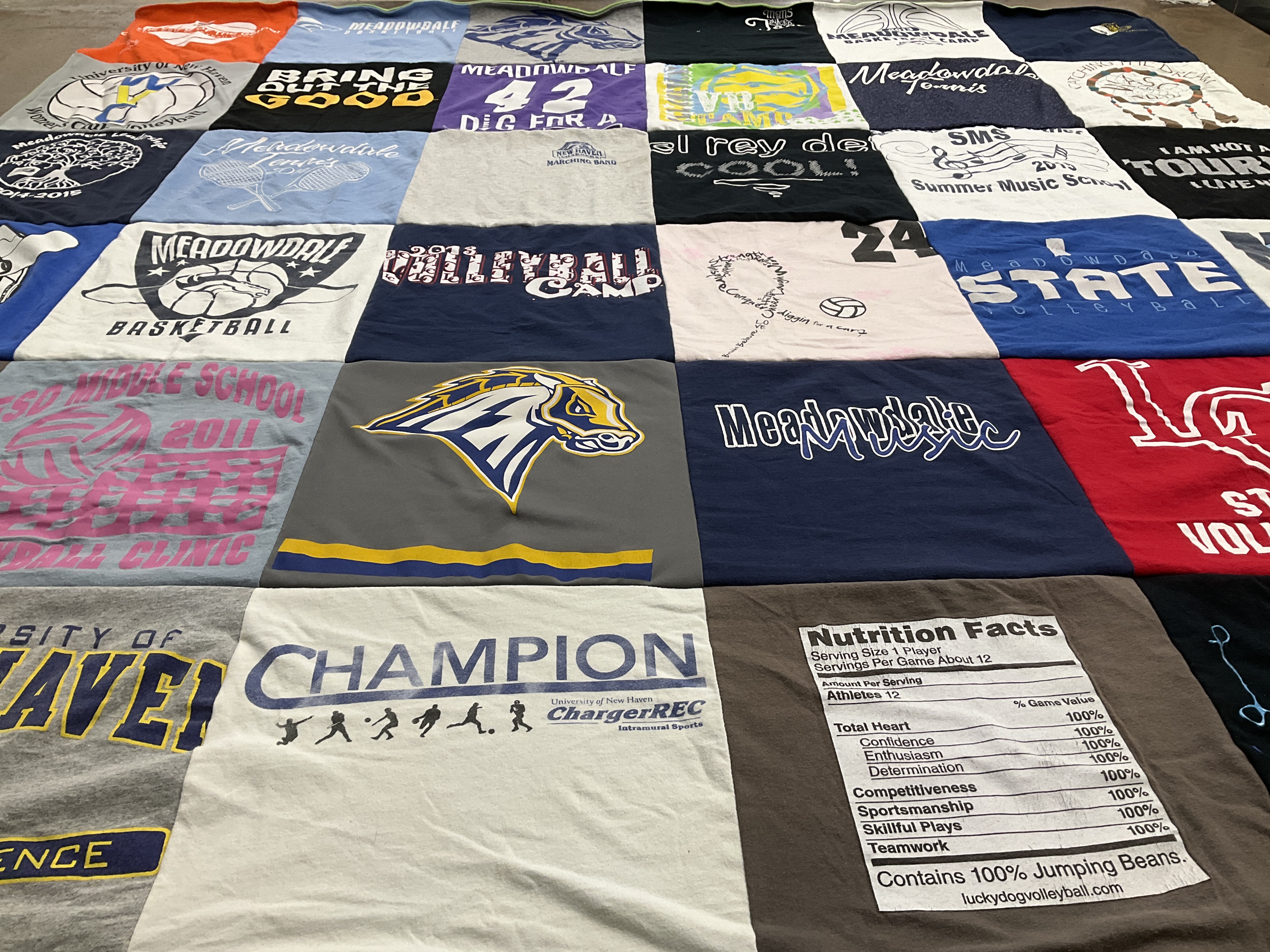 T-shirt quilt featuring meadowdale volleyball, meadowdale basketball by Sara from MA