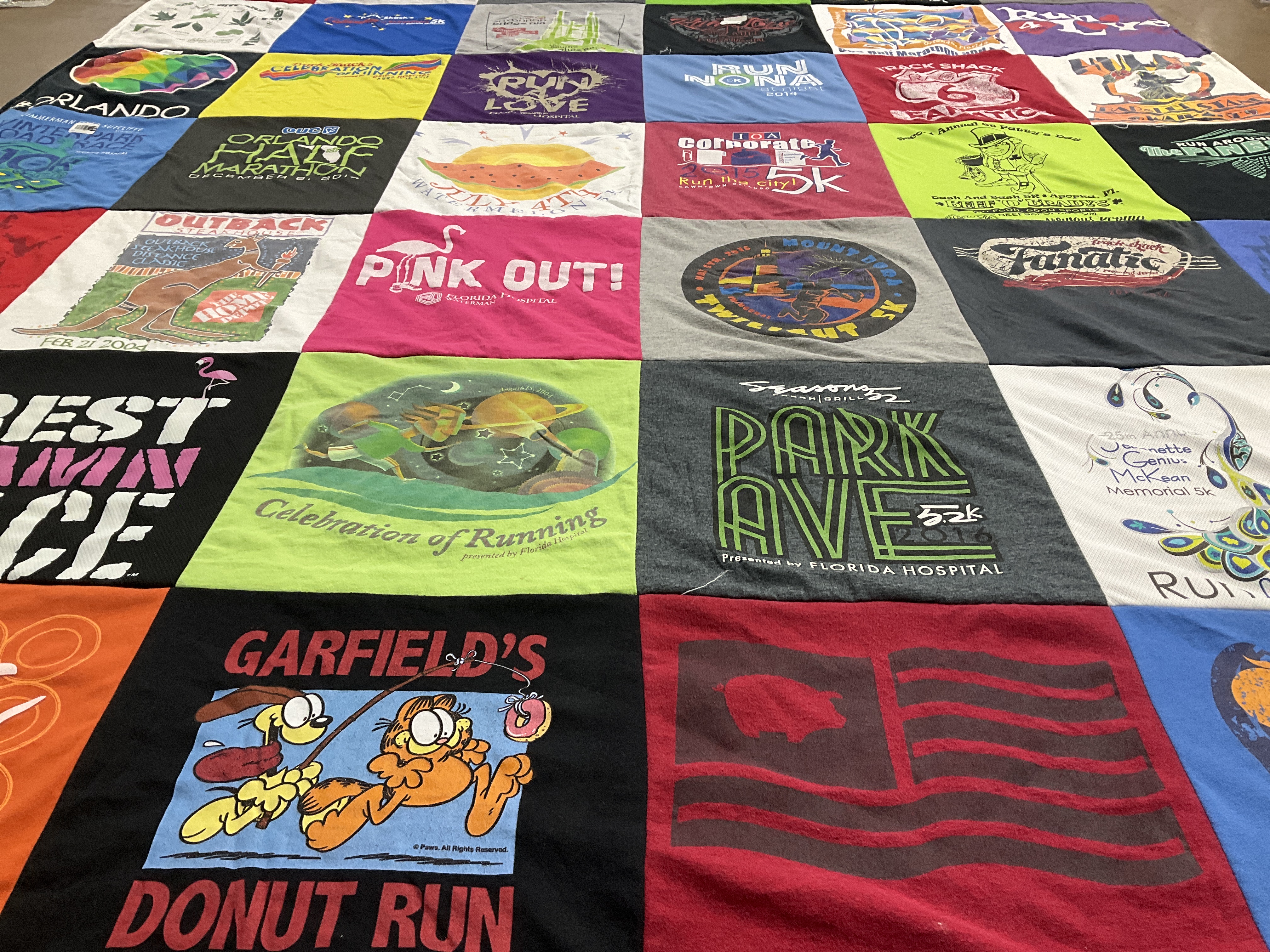 T-shirt quilt with running, fitness themes by Edwin from FL