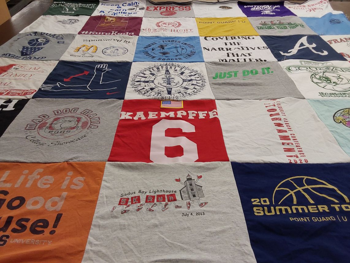 T-shirt quilt featuring point guard university, basketball by Lucia from NY