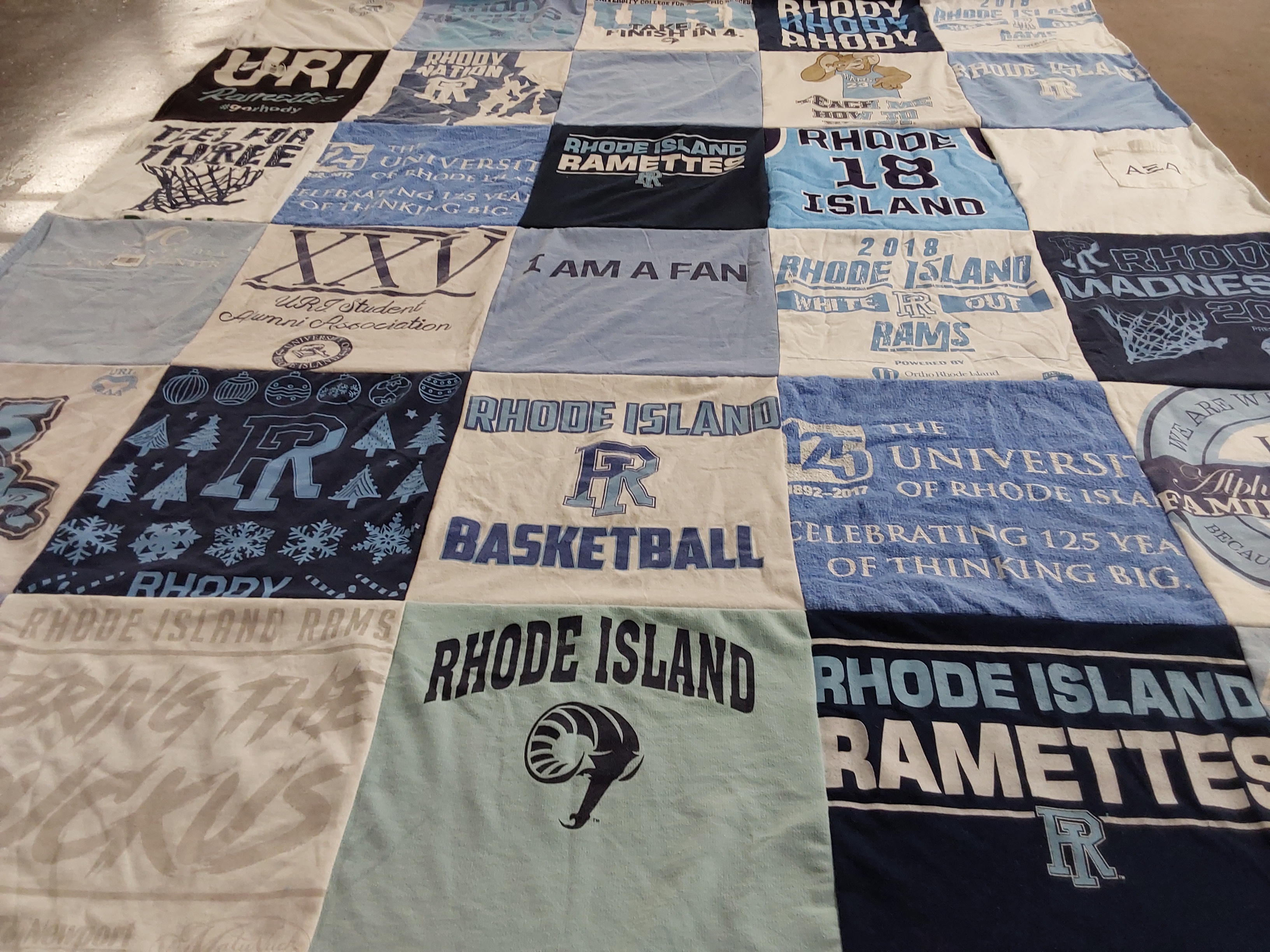 T-shirt quilt featuring rhode island rams, rhode island ramettes by Sherri from RI