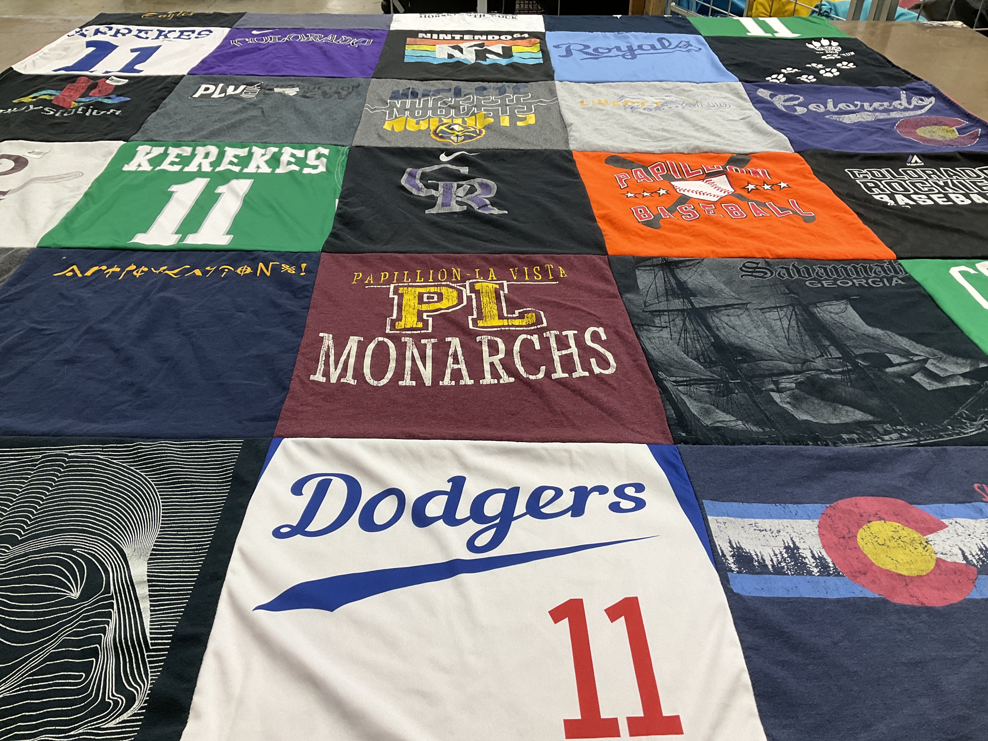 T-shirt quilt featuring colorado rockies, los angeles dodgers by Cody from NE