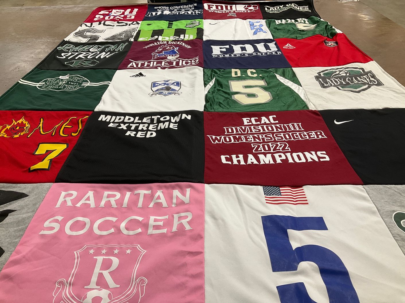 T-shirt quilt featuring fdu women's soccer, middletown extreme red by Susan from NJ
