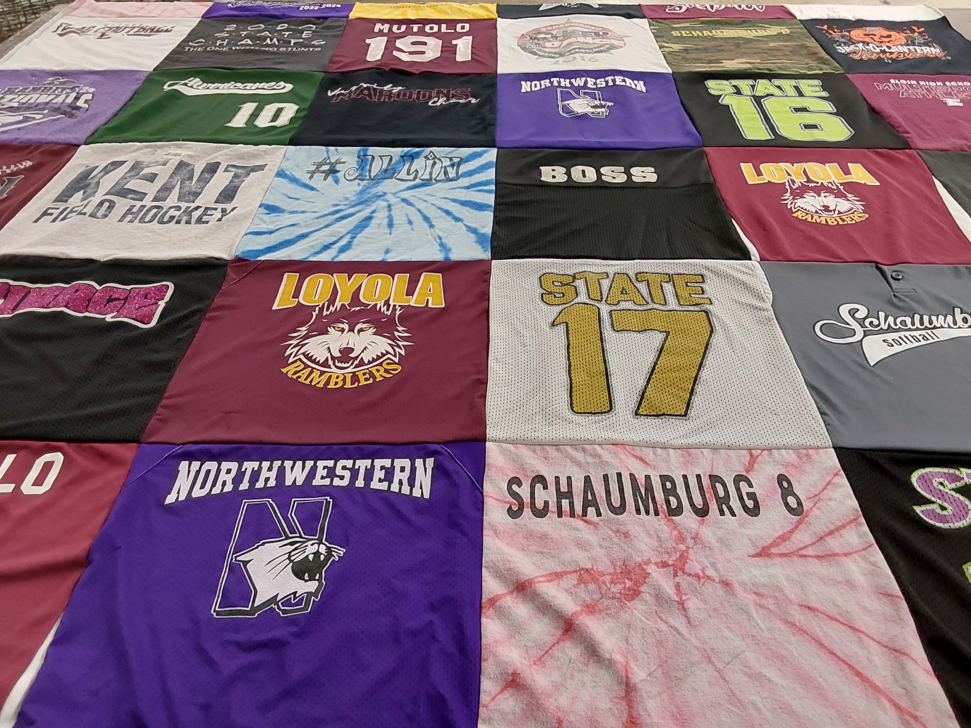 T-shirt quilt featuring schaumburg college, loyola college by Jennette from IL