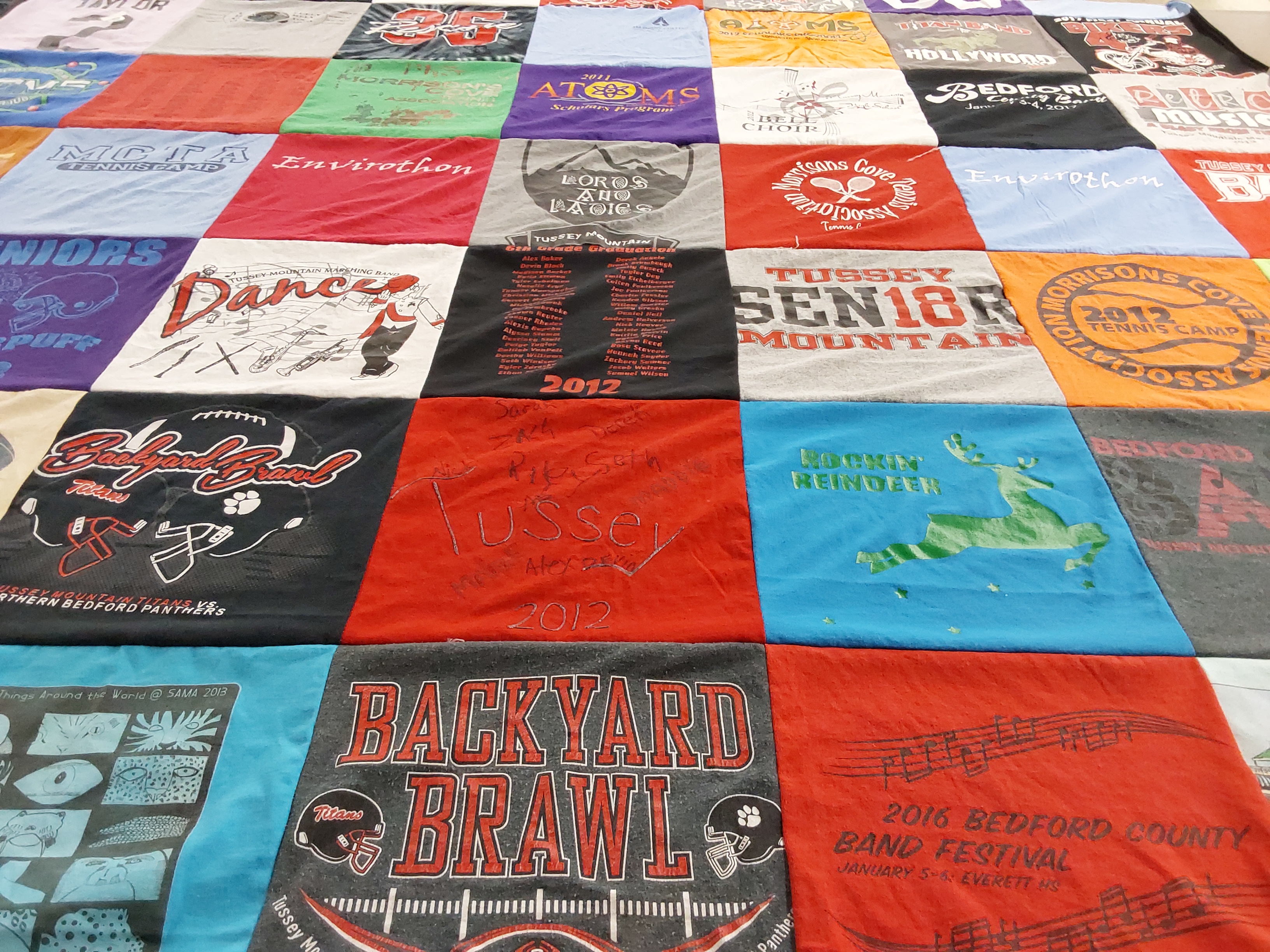 T-shirt quilt featuring northern bedford panthers by Paige from PA