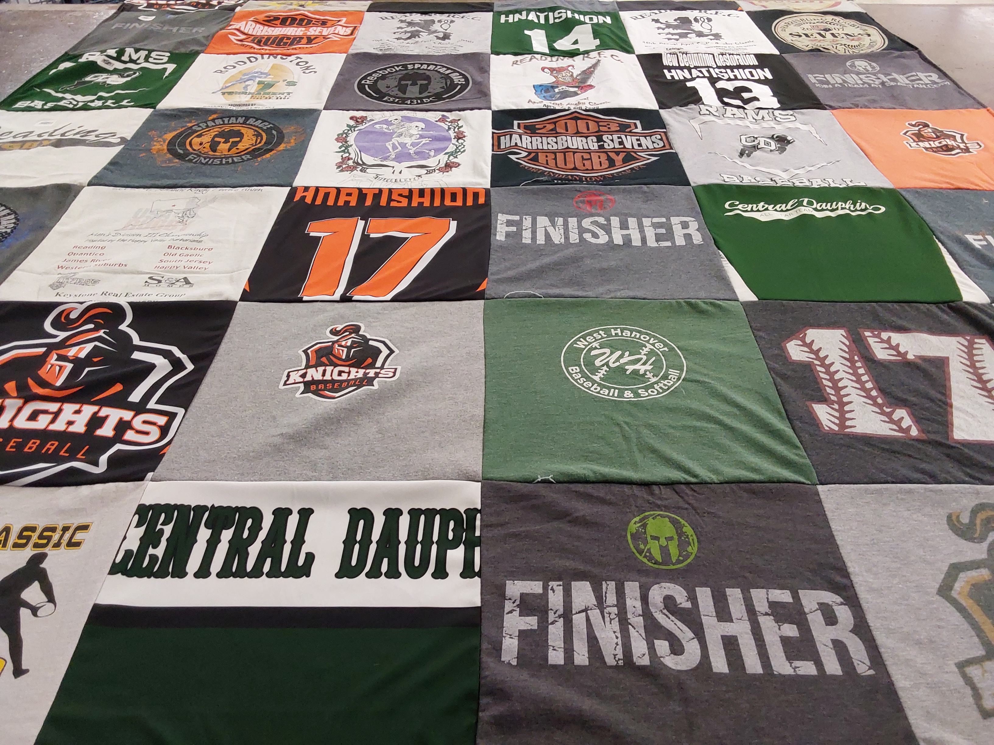 T-shirt quilt featuring knights, central dauphin by Ann from PA