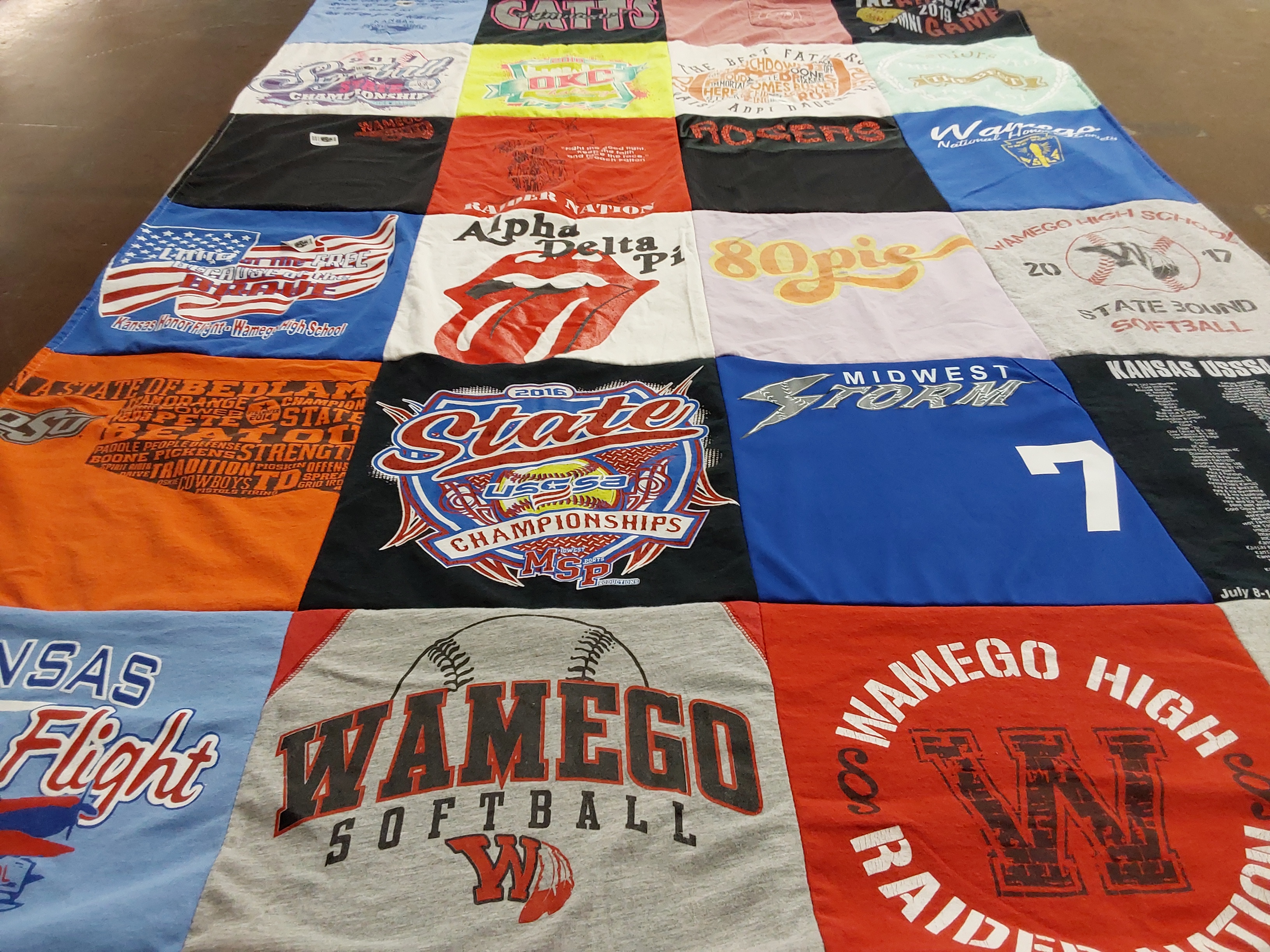 T-shirt quilt featuring wamego high school lady raiders by Jennifer from KS