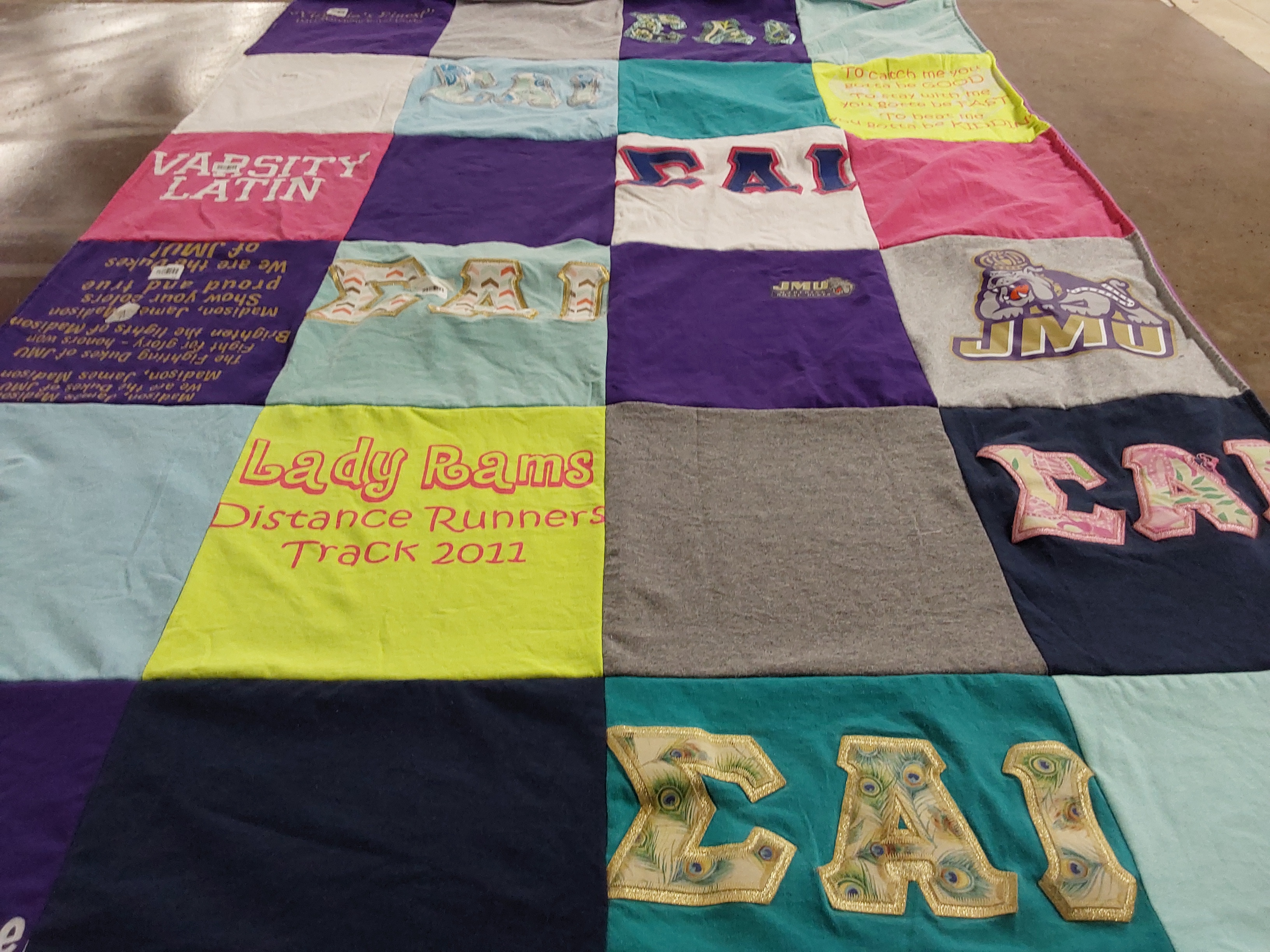 T-shirt quilt featuring lady rams track by Annalisa from VA