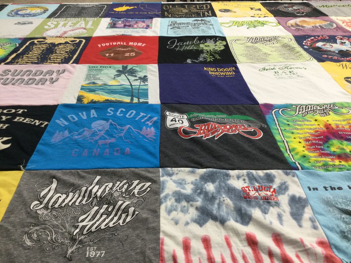 T-shirt quilt with music, festivals themes by Katrina from WV