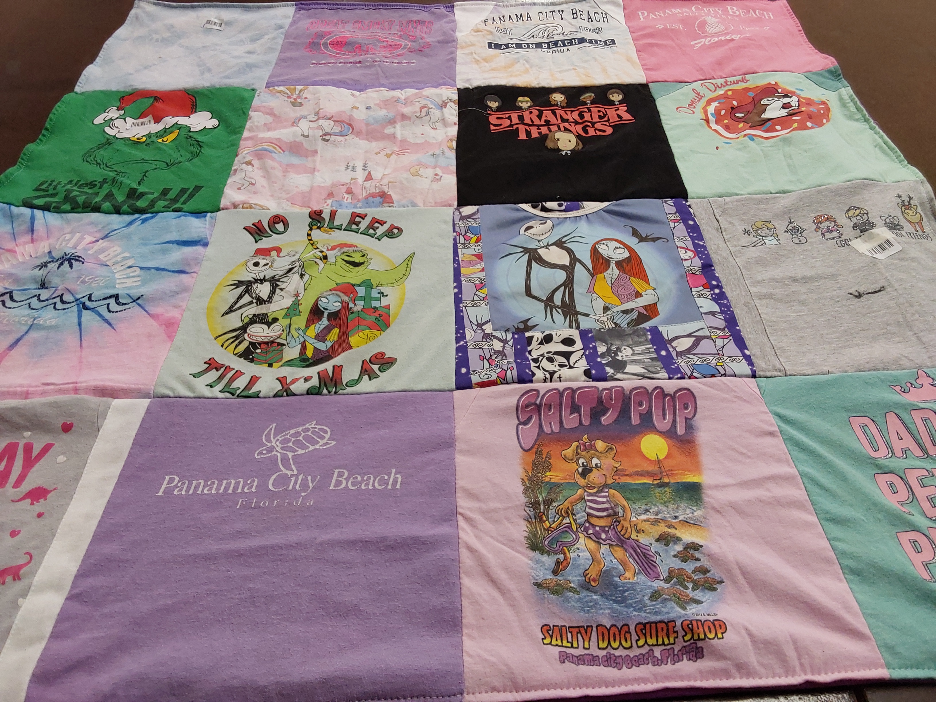 T-shirt quilt with beach, holiday themes by Kimberly from KY
