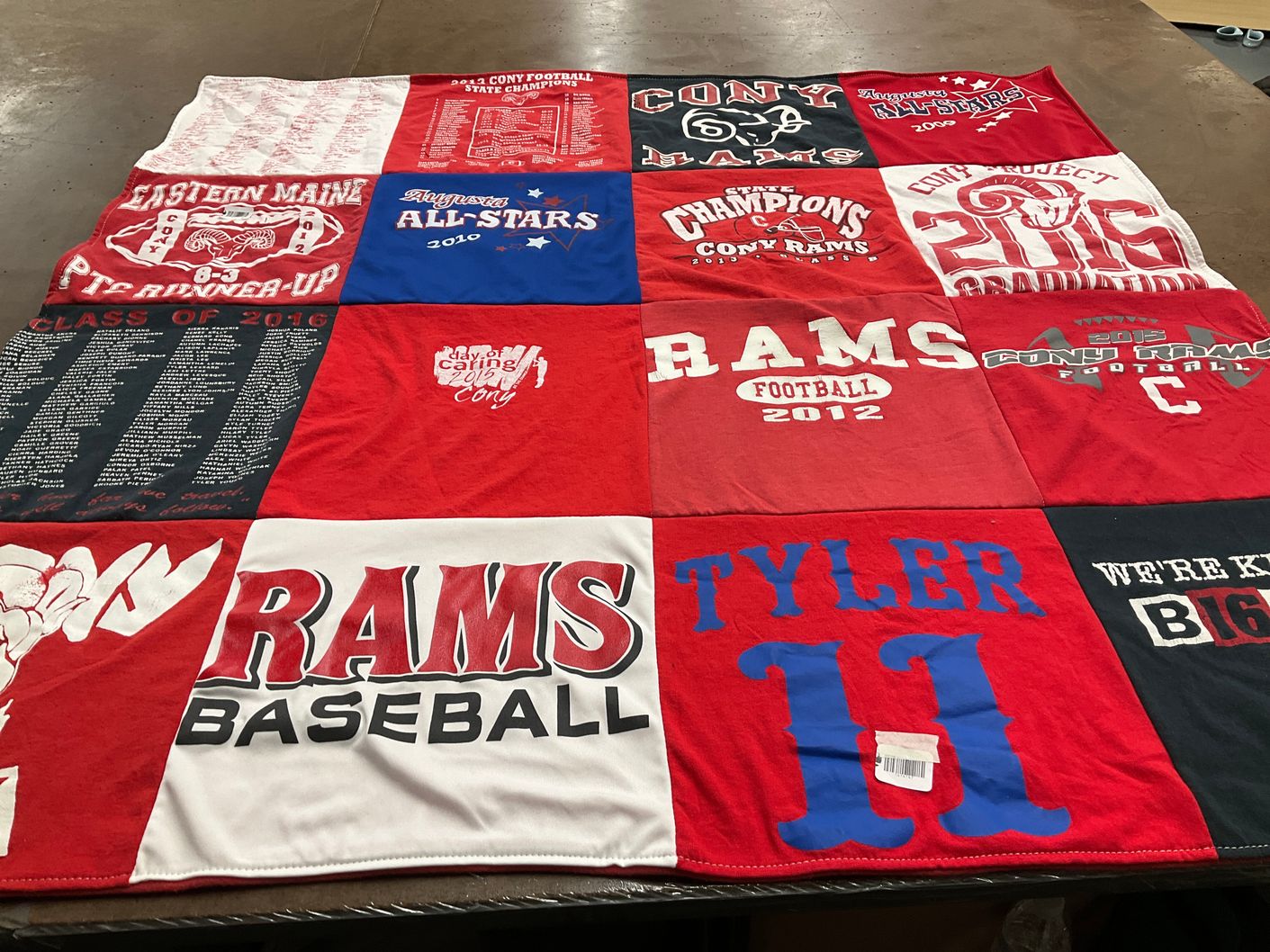 T-shirt quilt featuring cony rams football, cony rams baseball by Lori from ME