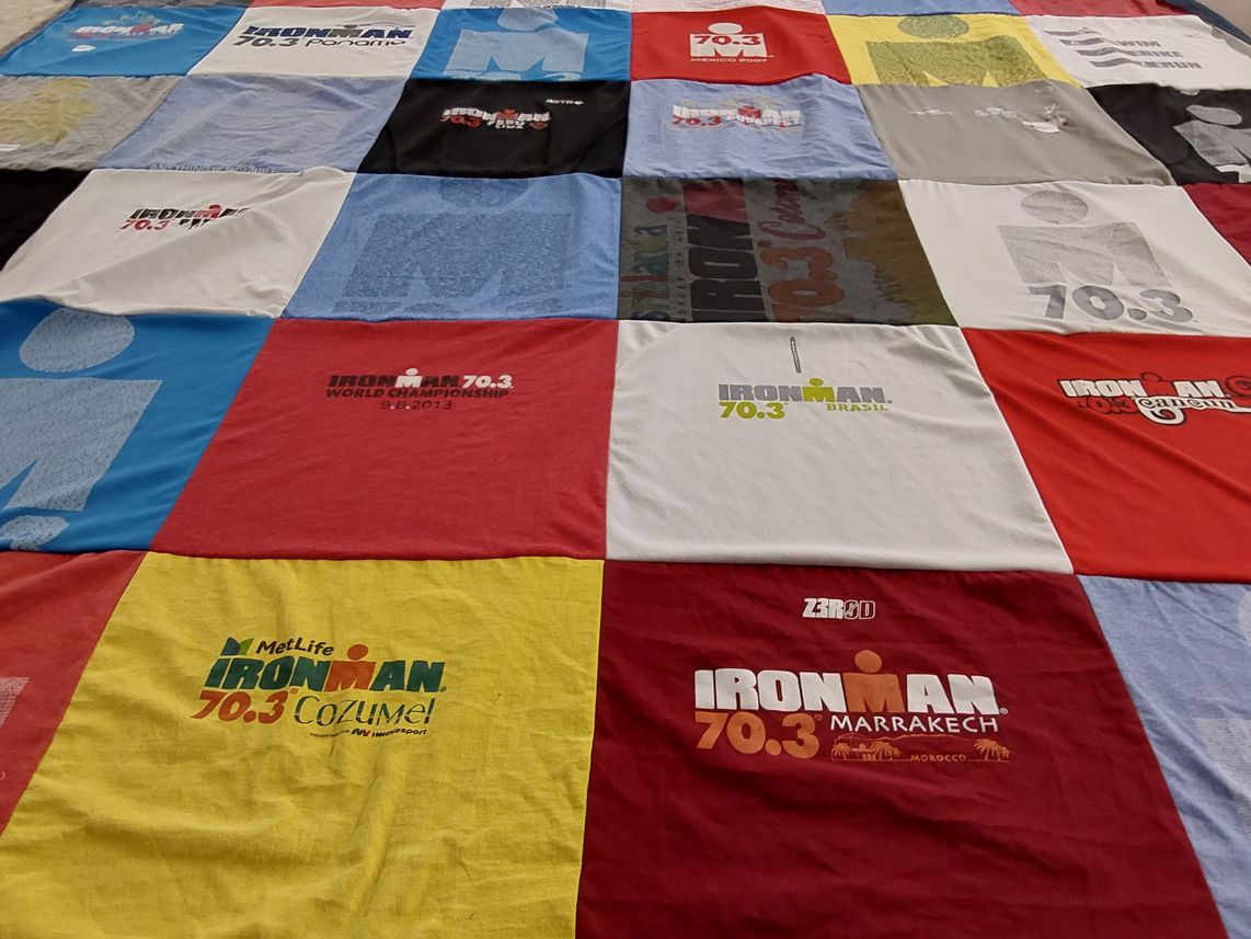 T-shirt quilt with triathlon, sports themes by kristian from SC