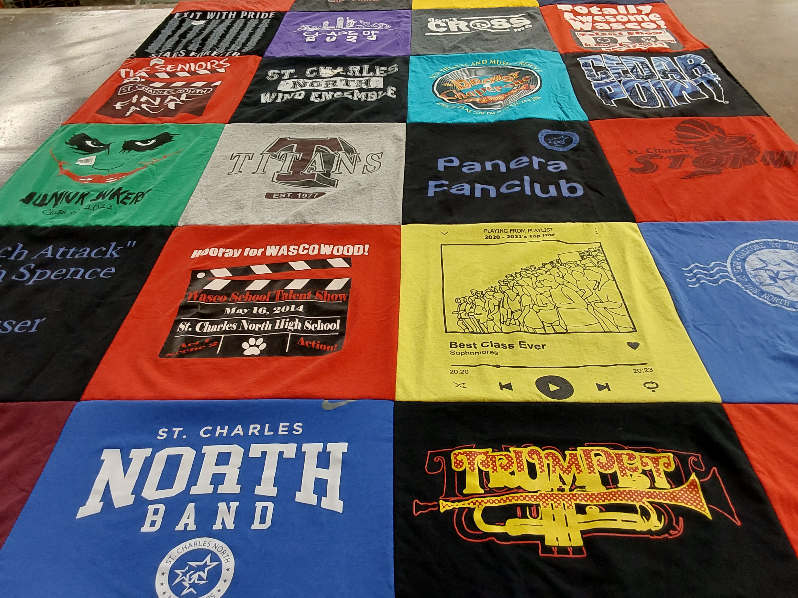 T-shirt quilt featuring st. charles north titans, st. charles north storm by Christine from IL