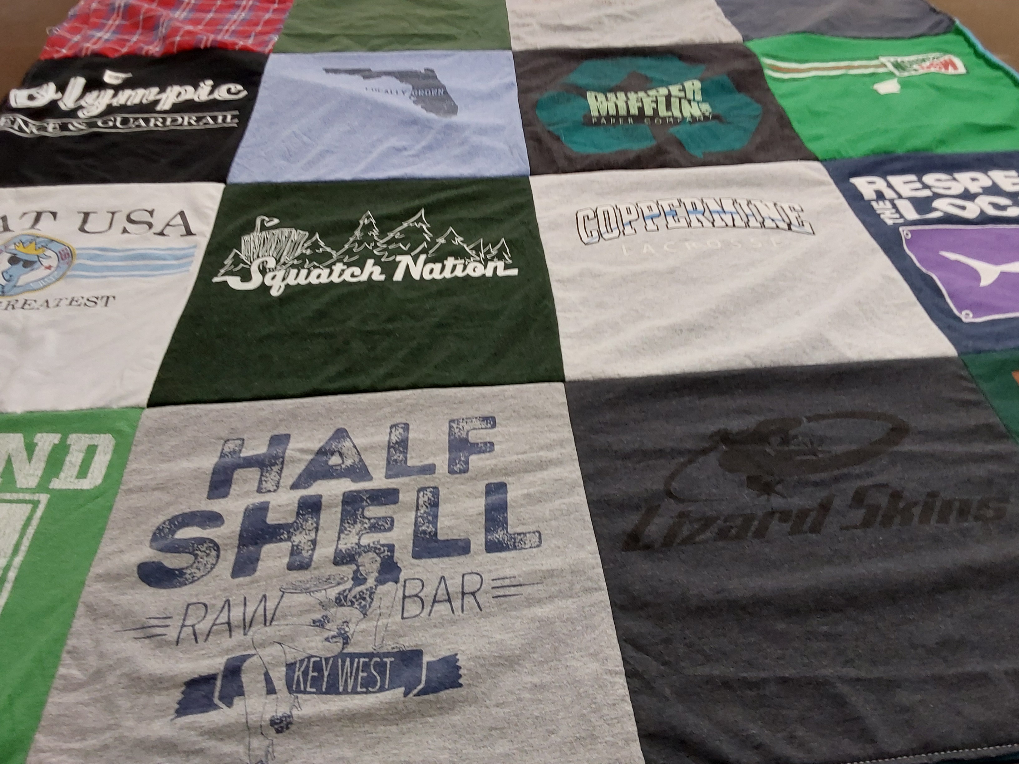 T-shirt quilt with outdoor, sports themes by Jenna from MD