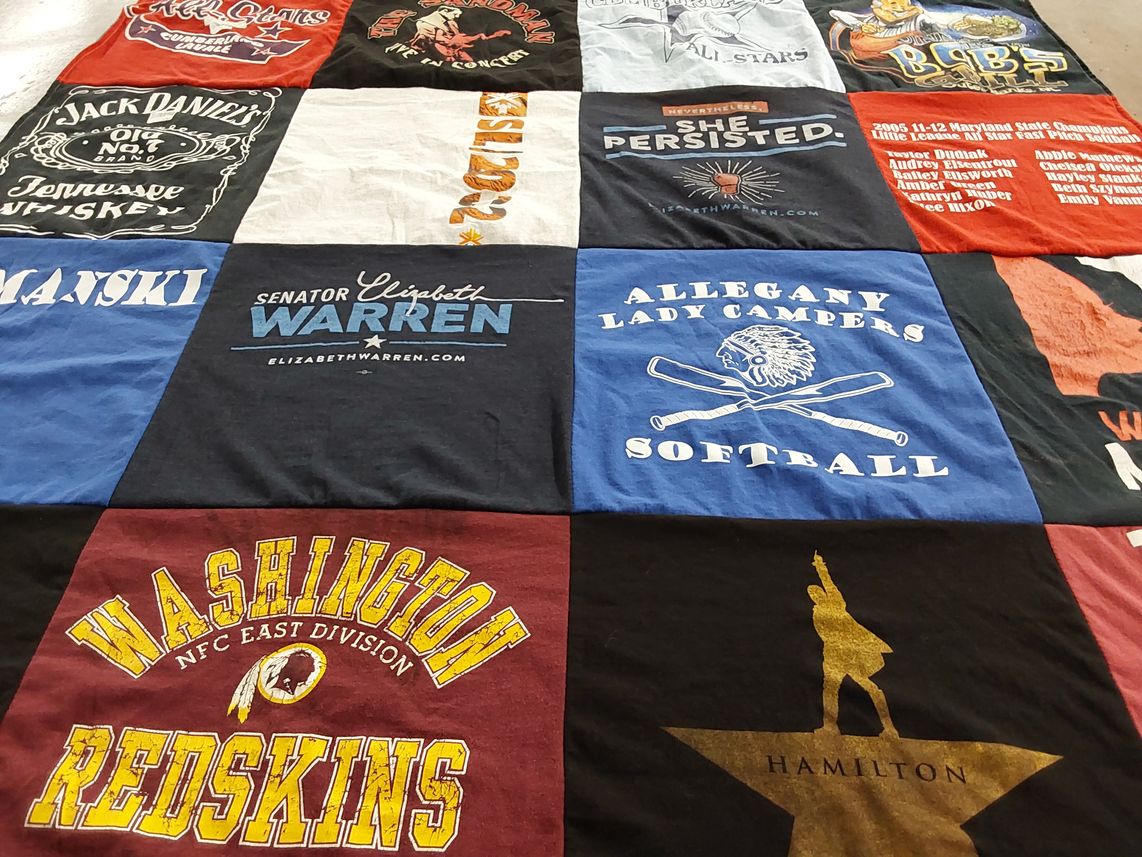 T-shirt quilt featuring washington redskins by Kathleen from MD