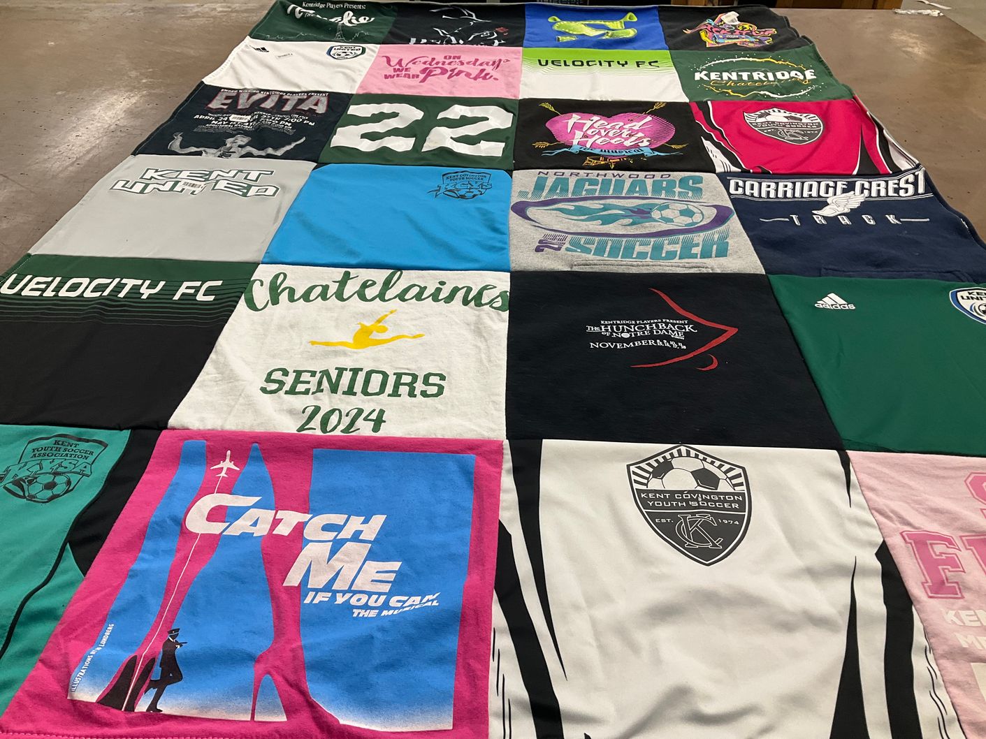 T-shirt quilt featuring kent youth soccer association, velocity fc by Teri from WA