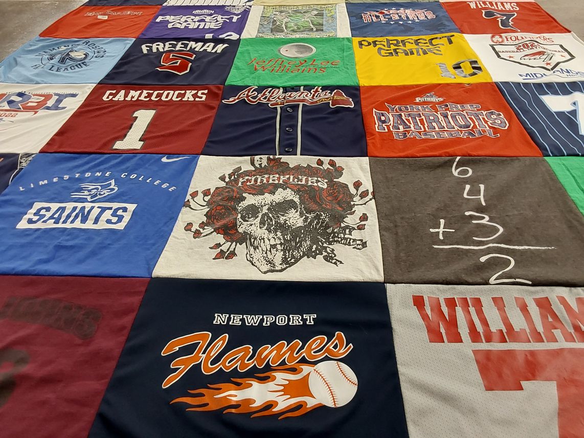 T-shirt quilt featuring york prep patriots, newport flames by Amber from SC