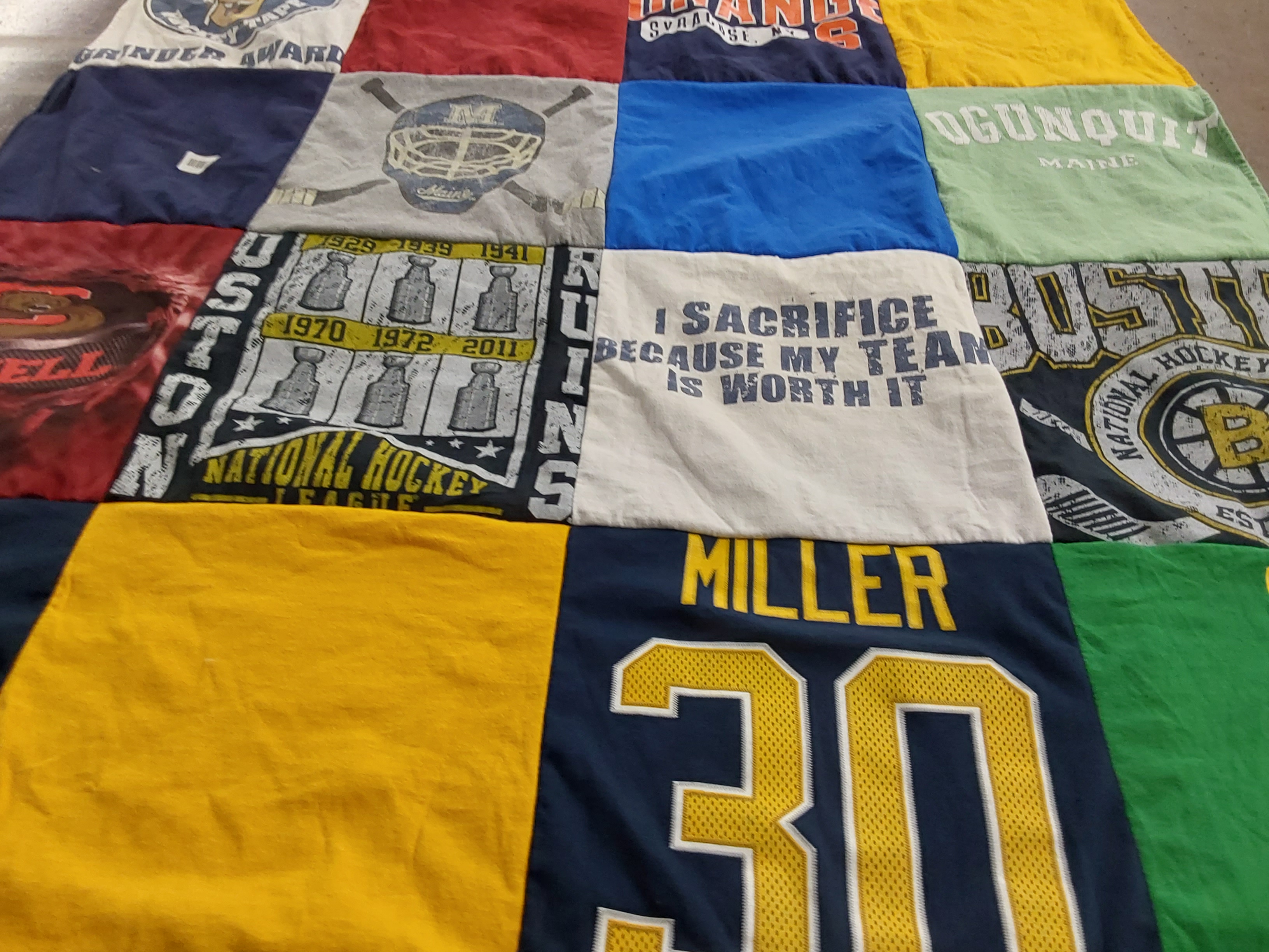T-shirt quilt featuring boston bruins by Rosemary from NY