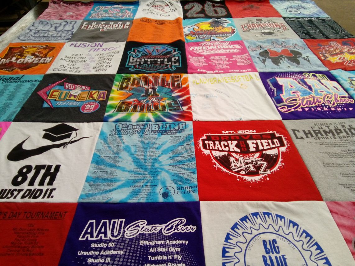 T-shirt quilt featuring mt. zion braves by Silver from IL