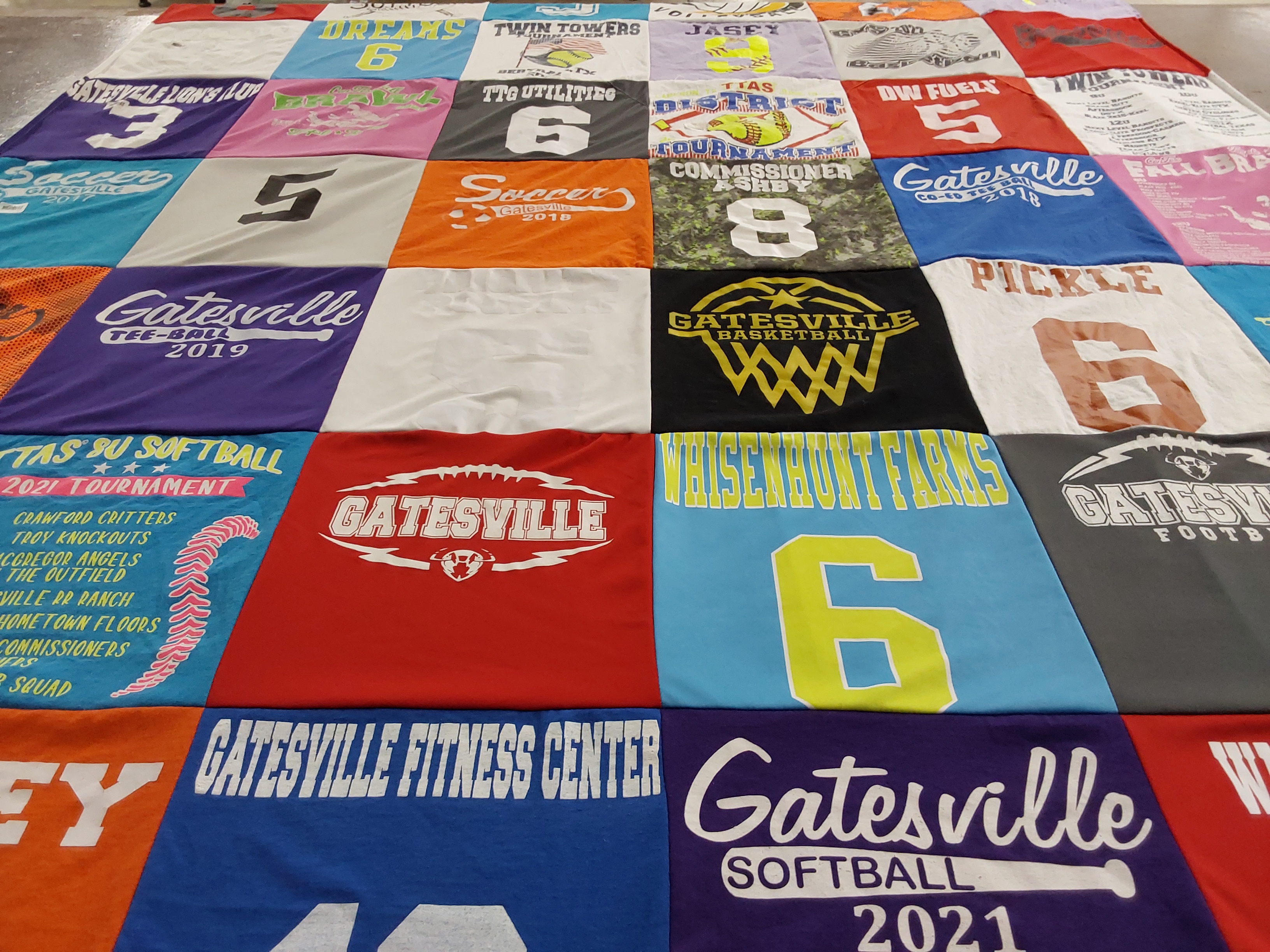 T-shirt quilt featuring gatesville basketball, gatesville softball by Kimberly from TX