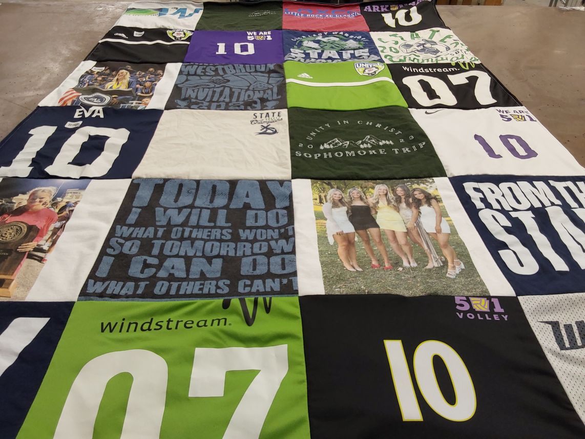 T-shirt quilt featuring 501 volleyball by Frances from AR