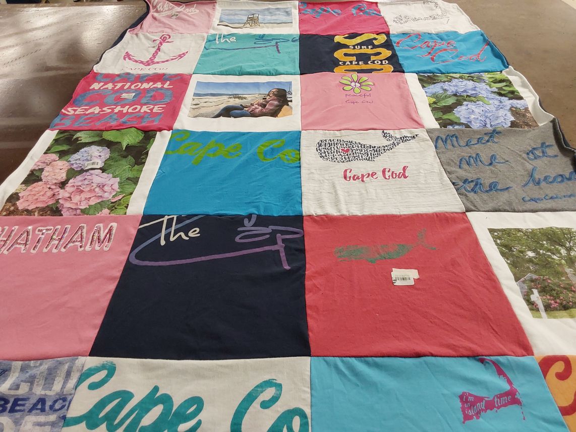 T-shirt quilt with beach, nature themes by Rebekah from MA
