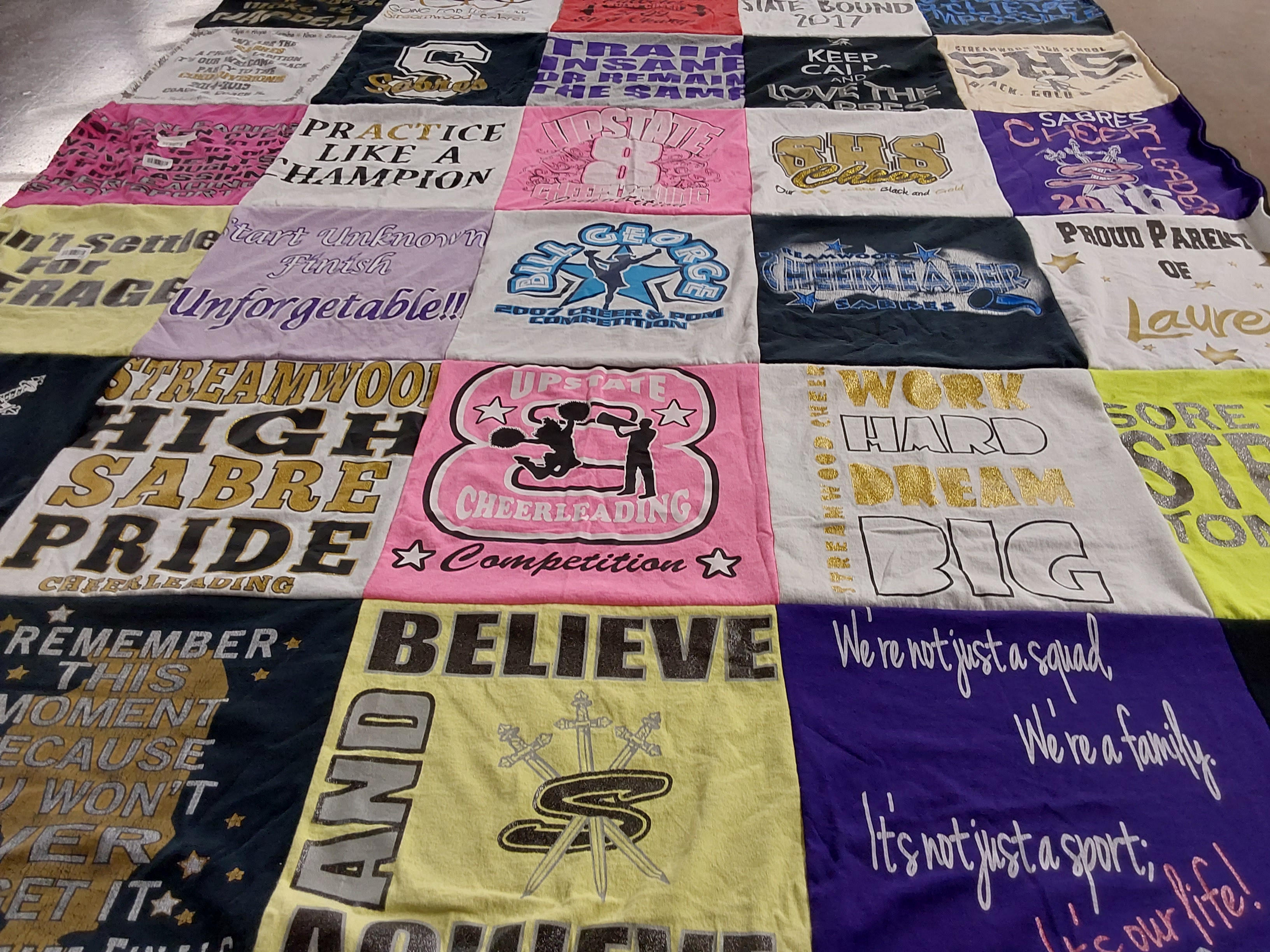 T-shirt quilt from streamwood high school by Sue from IL