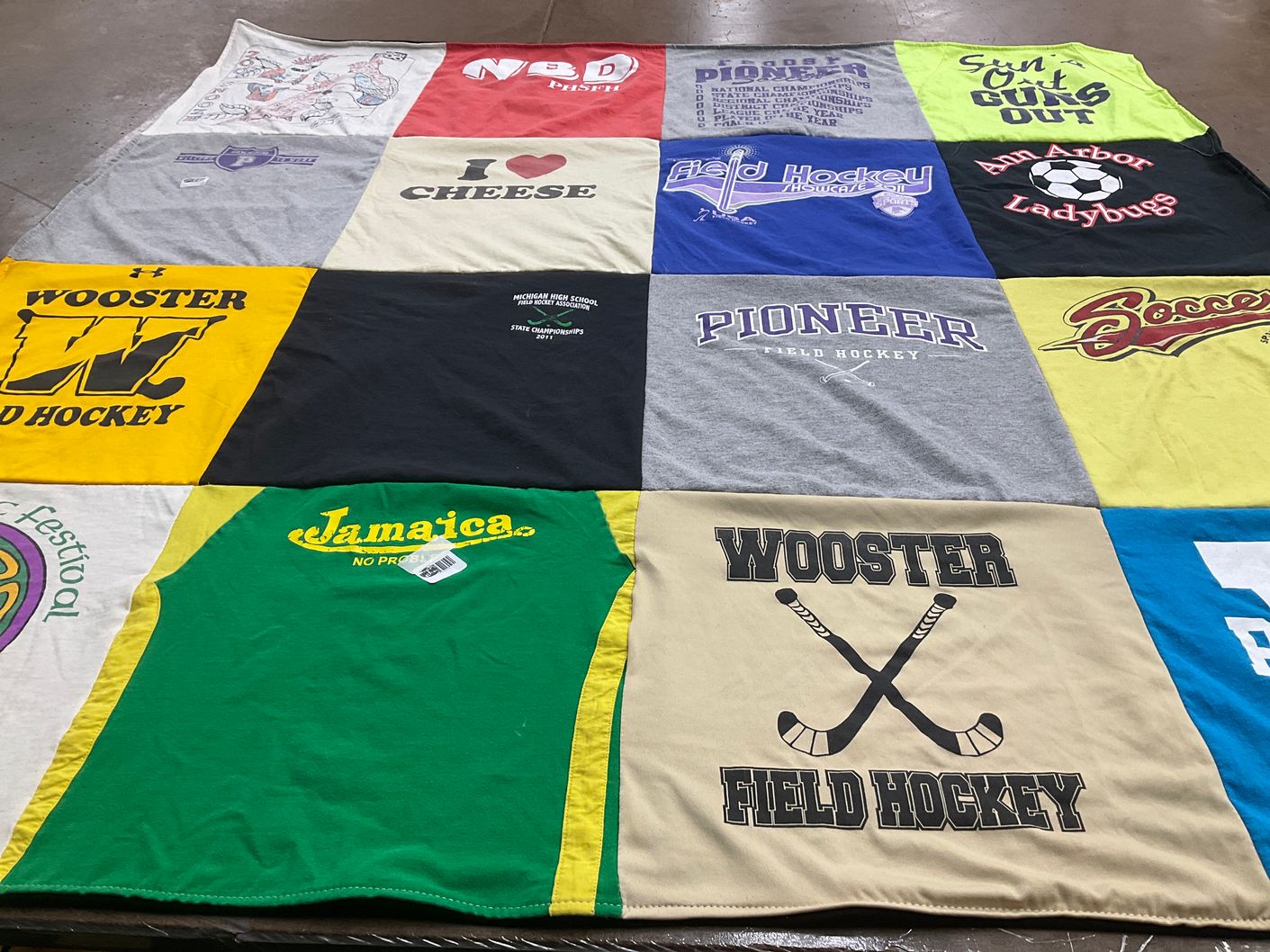 T-shirt quilt featuring wooster field hockey, pioneer field hockey by Peggy from MI