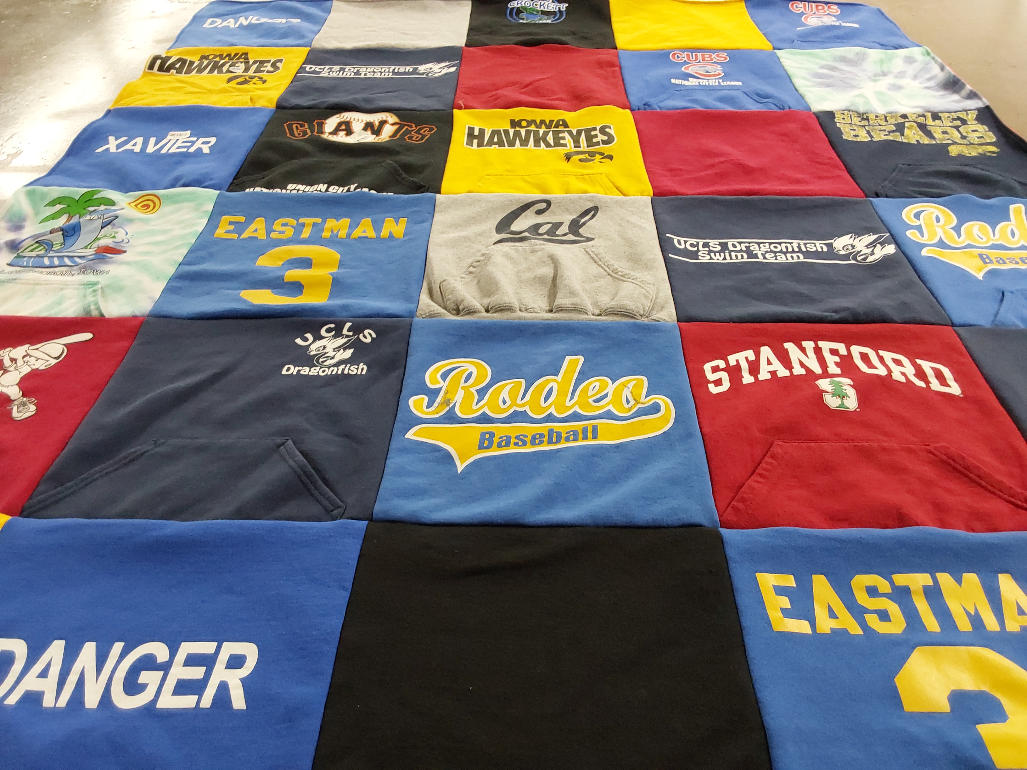 T-shirt quilt featuring iowa hawkeyes, ucls dragonfish by Bernadette from CA