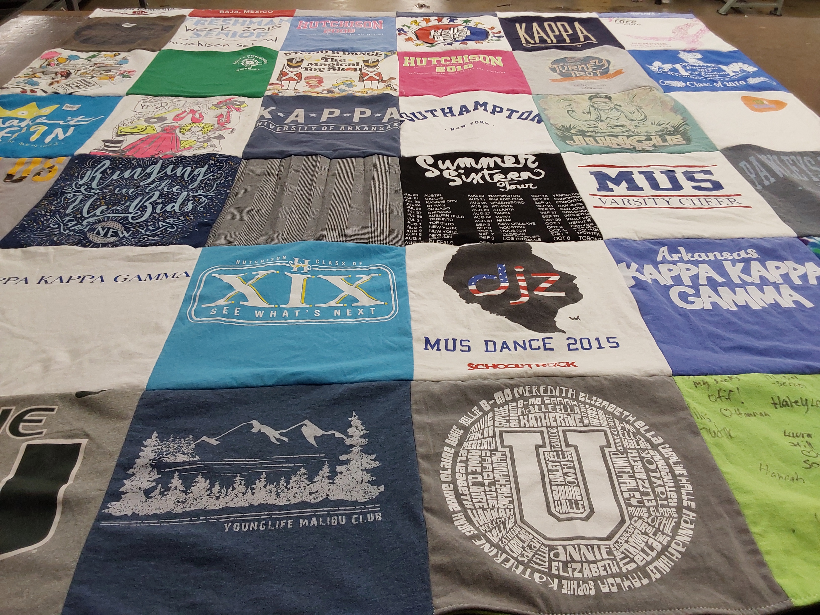 T-shirt quilt featuring memphis university school cheer by Sophie from TN