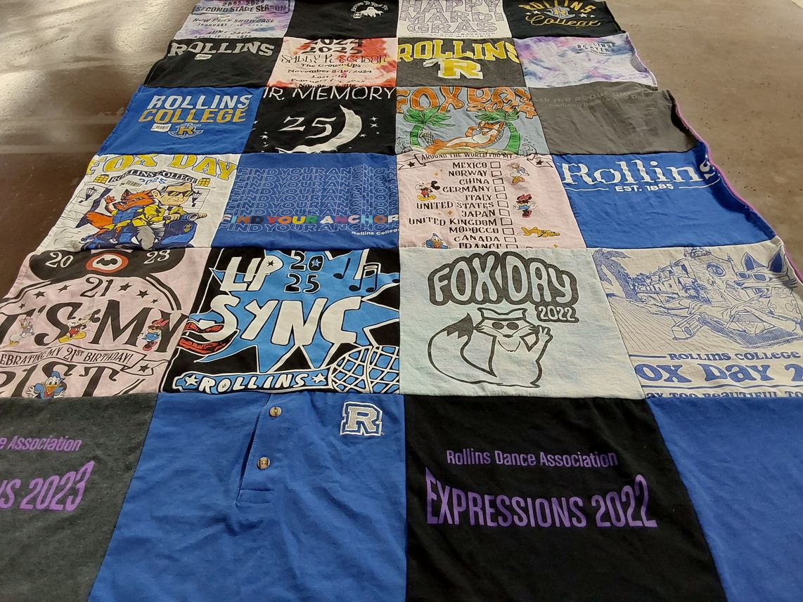 T-shirt quilt from rollins college by Patricia from FL