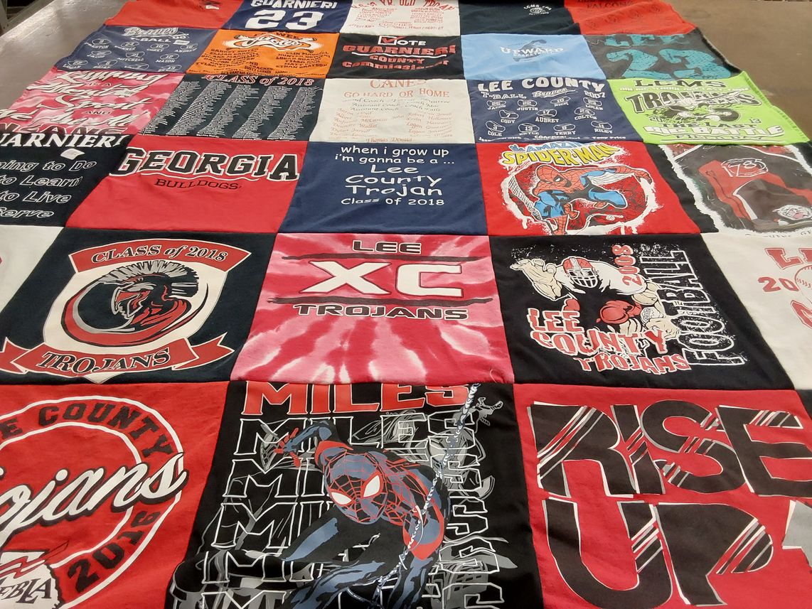 T-shirt quilt featuring lee county trojans by Tammy from GA