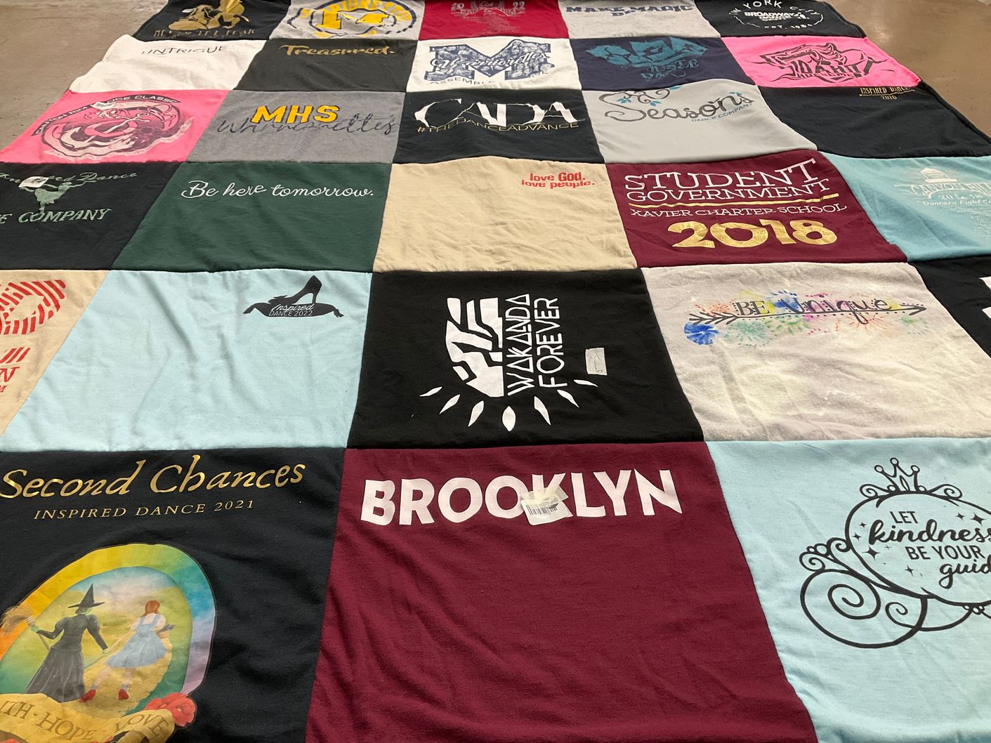 T-shirt quilt from xavier charter school by Rachel from ID