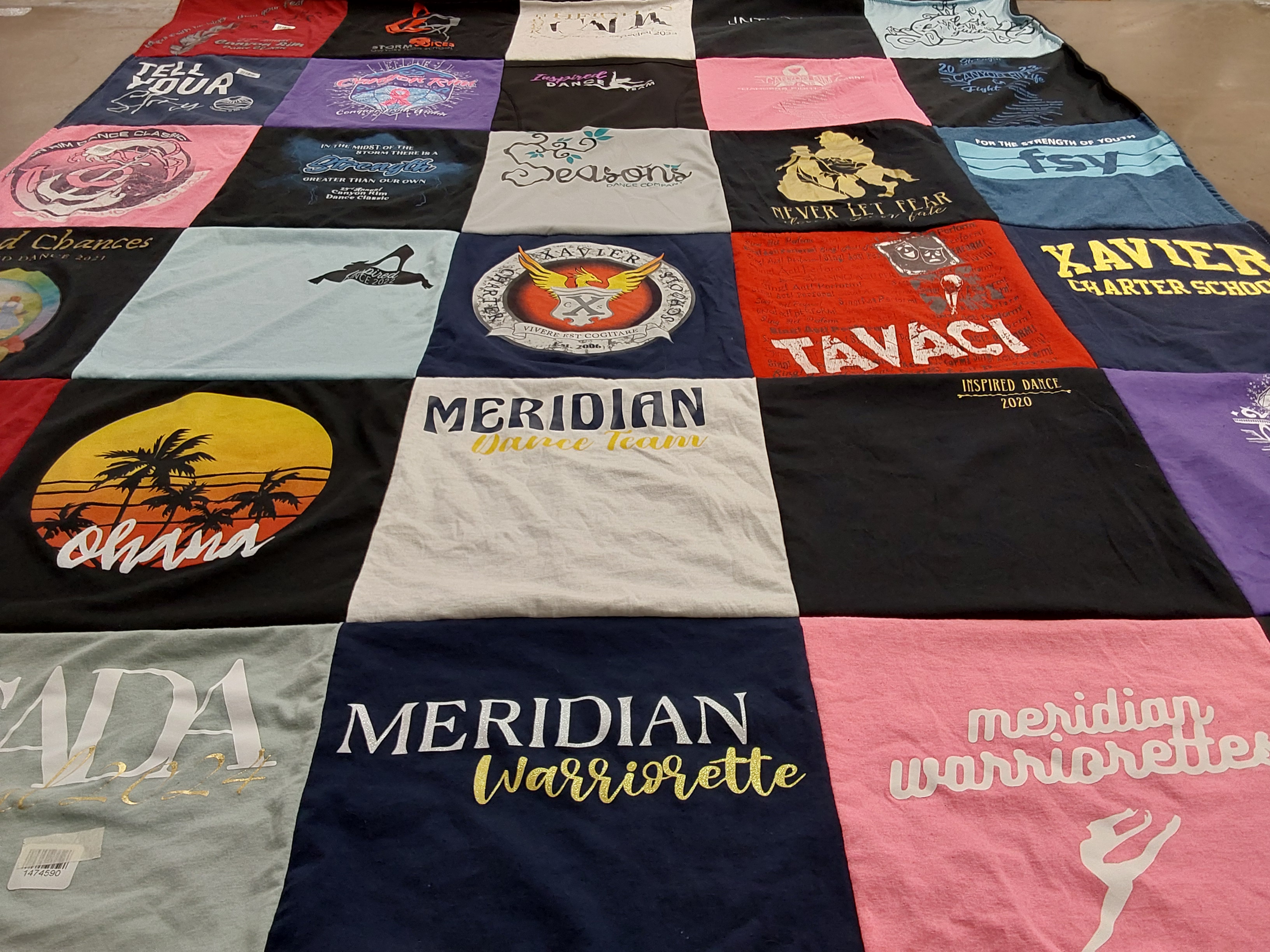 T-shirt quilt featuring meridian dance team, meridian warriorettes by Rachel from ID