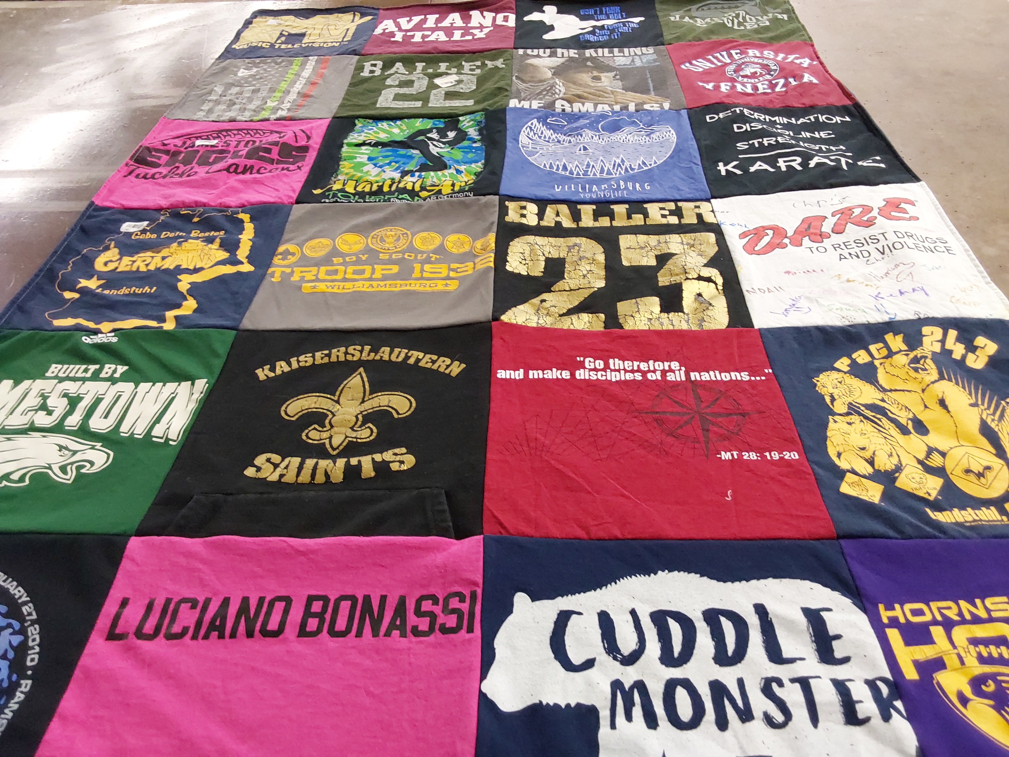 T-shirt quilt featuring kaislerslautern saints by Lisa from VA
