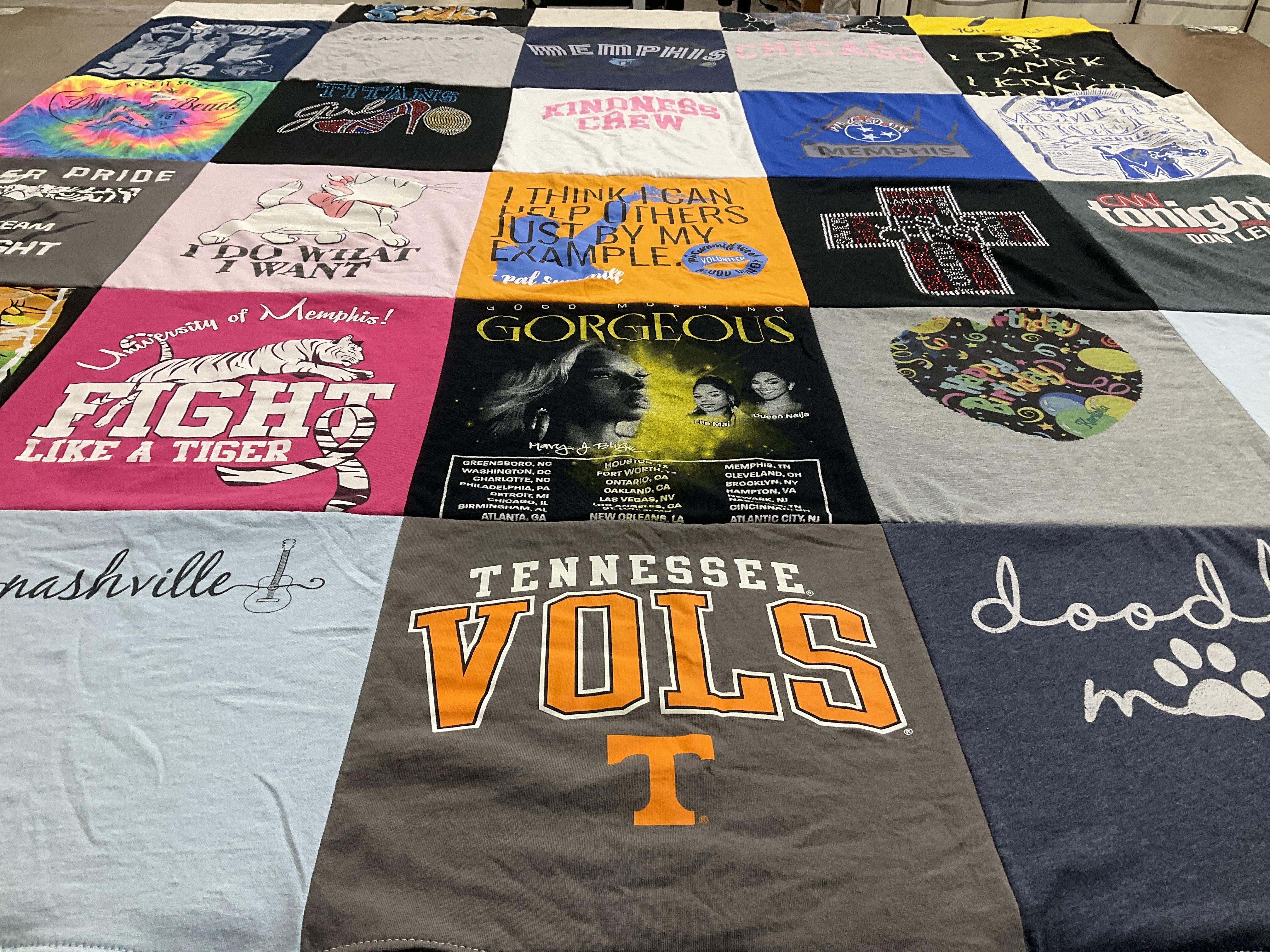 T-shirt quilt featuring university of tennessee volunteers by Karlisha from TN