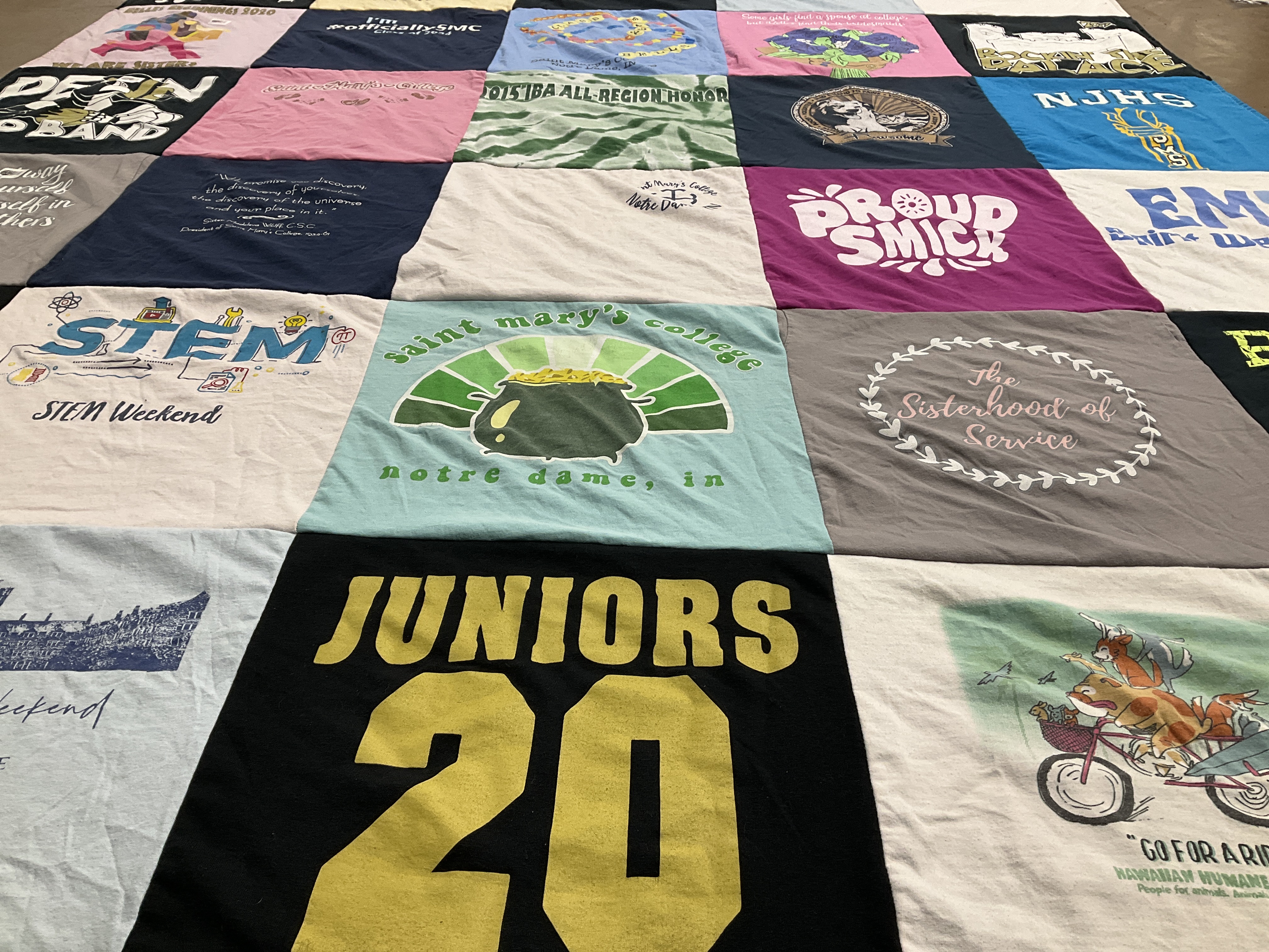 T-shirt quilt from saint mary's college by Deborah from IN