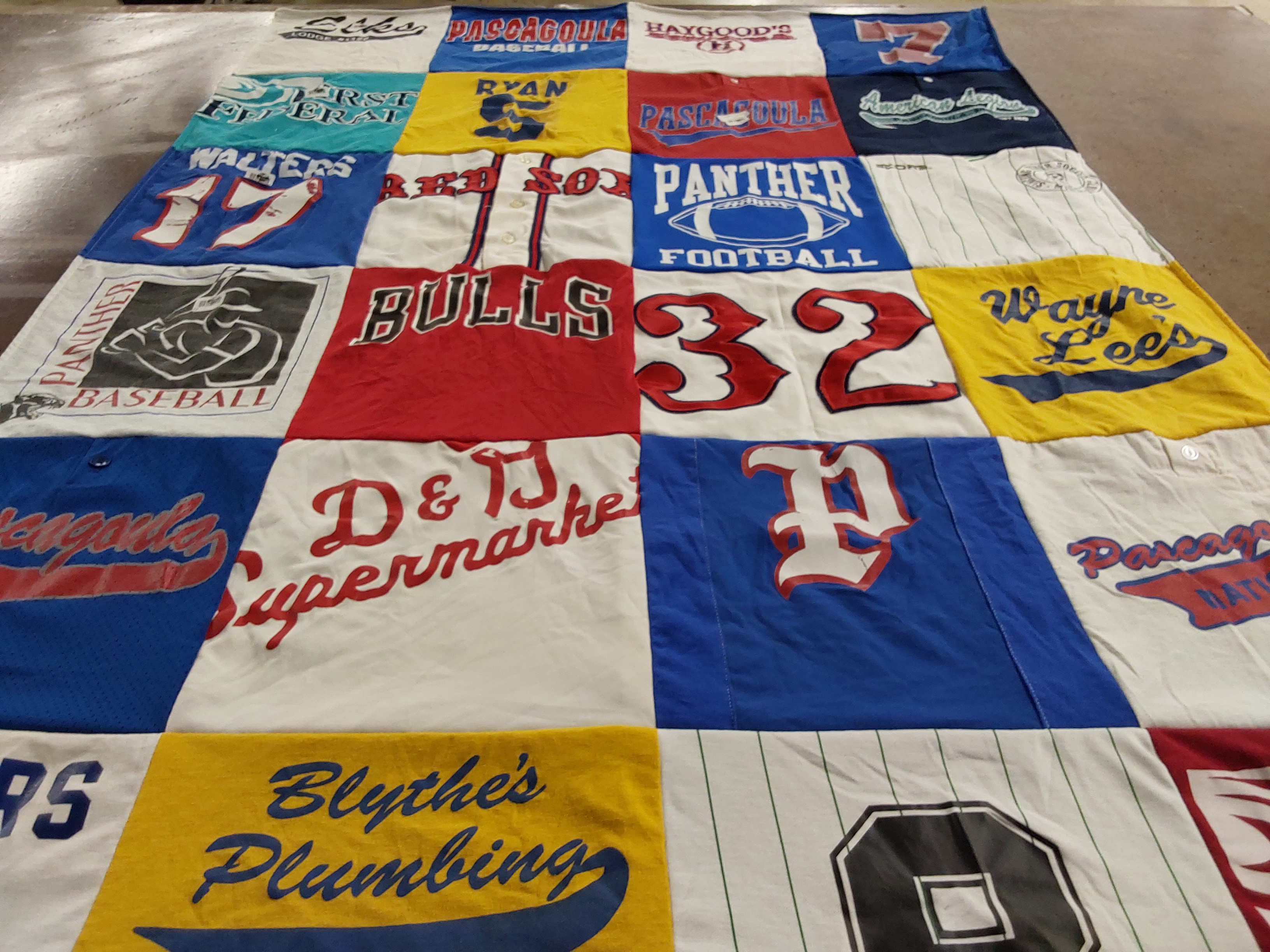 T-shirt quilt featuring pascagoula panthers by Jodie from MS